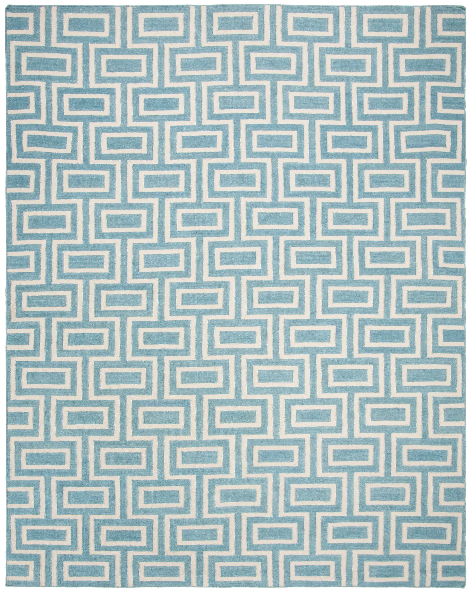 Dhurries Interlocking Rectangles Hand-Woven Rug