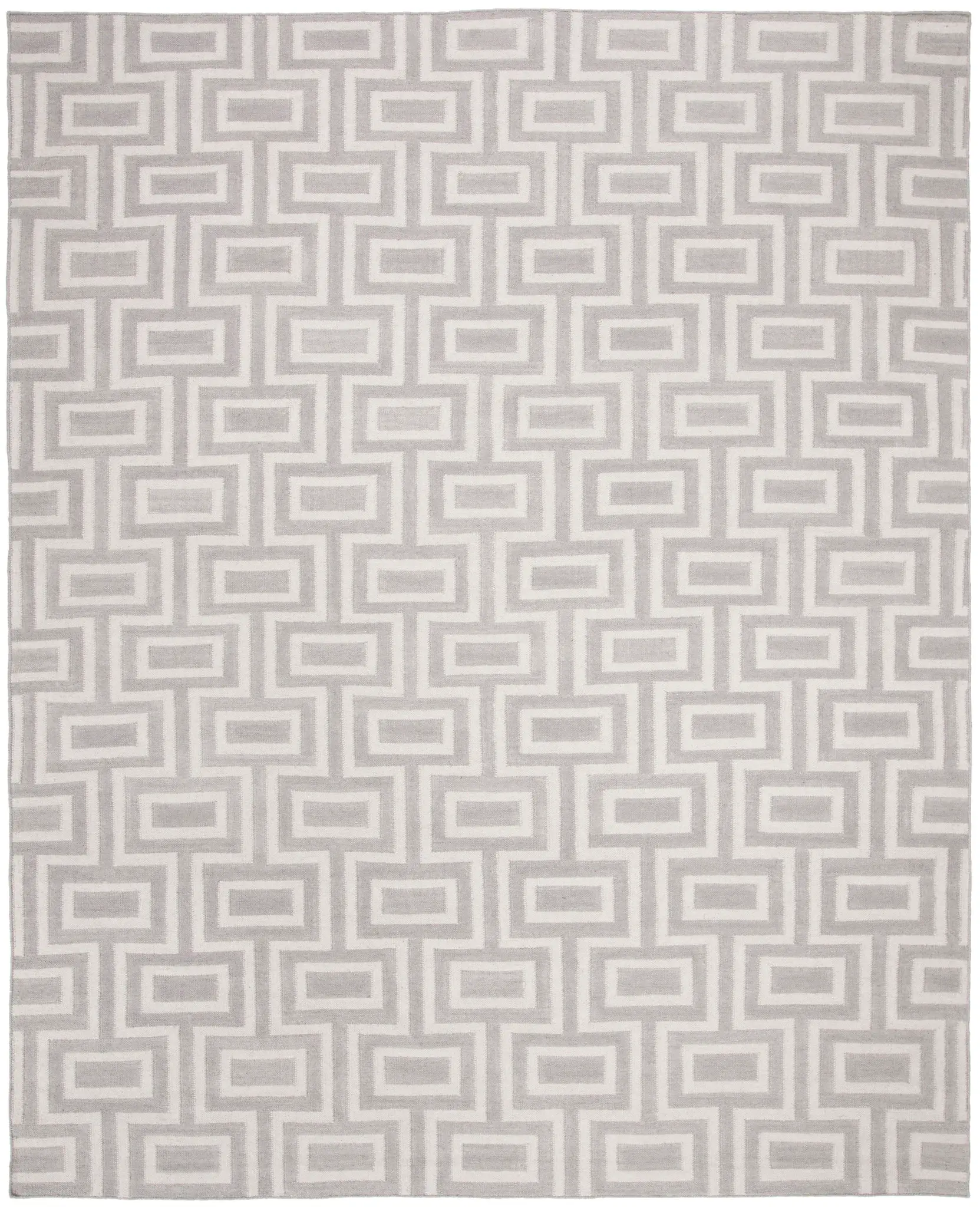 Dhurries Interlocking Rectangles Hand-Woven Rug