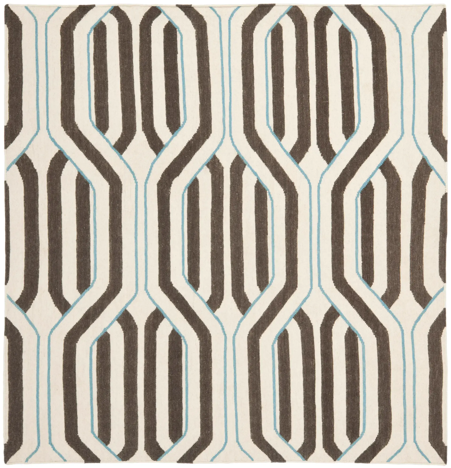 Dhurries Geometric Bar Trellis Hand-Woven Wool Rug