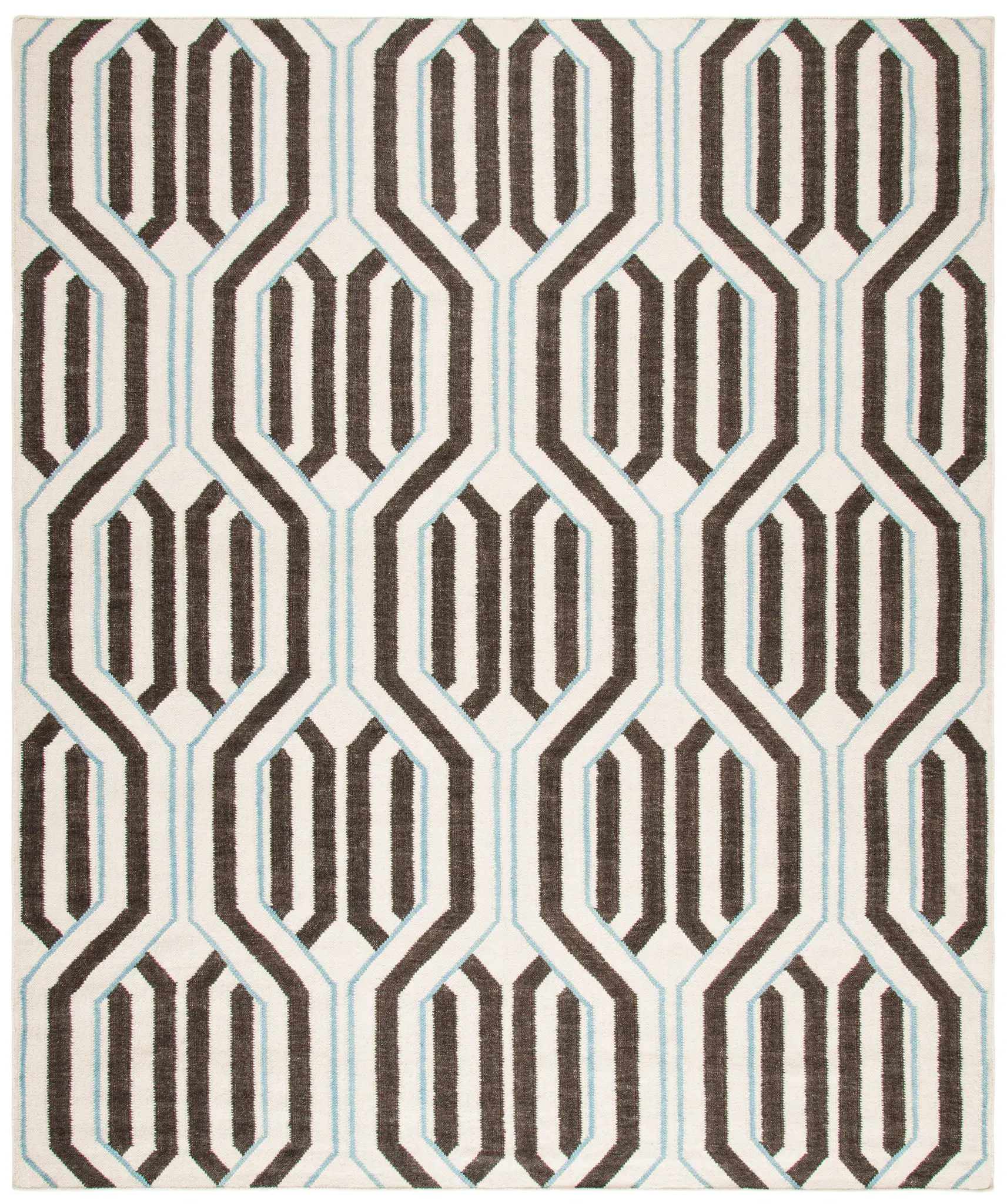 Dhurries Geometric Bar Trellis Hand-Woven Wool Rug