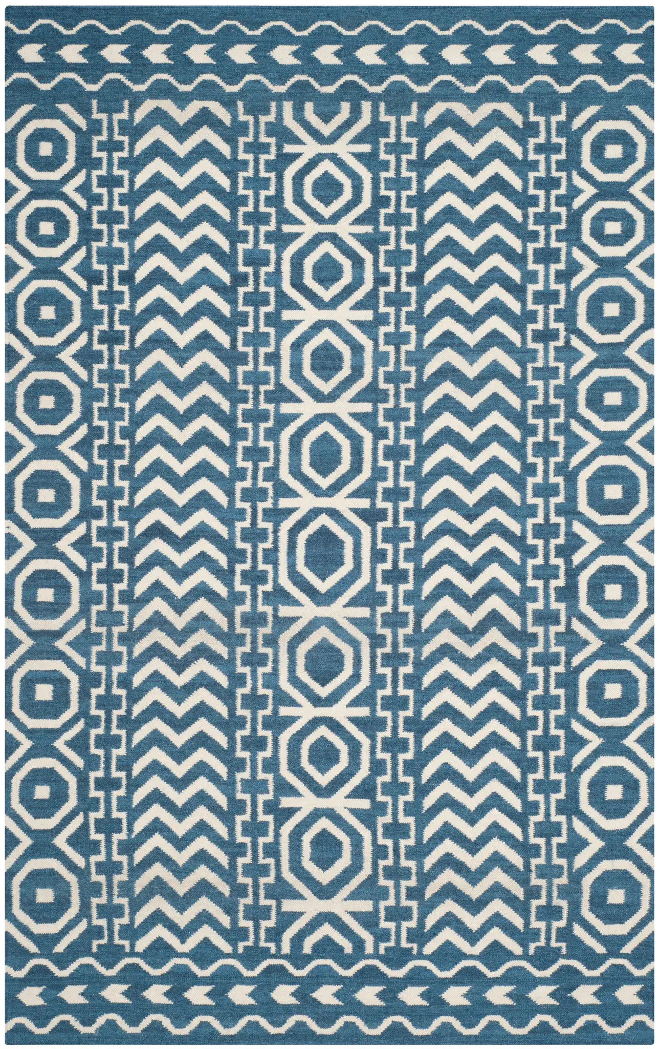 Dhurries Striped Chevron Hand-Woven Rug