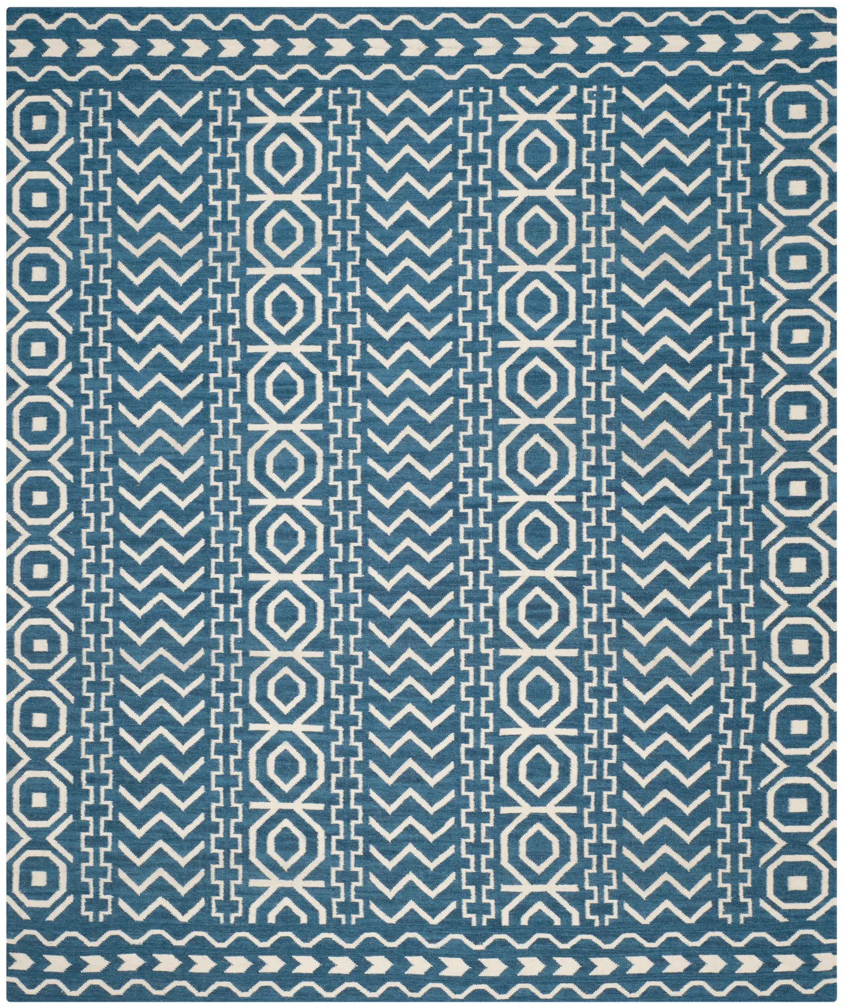 Dhurries Striped Chevron Hand-Woven Rug