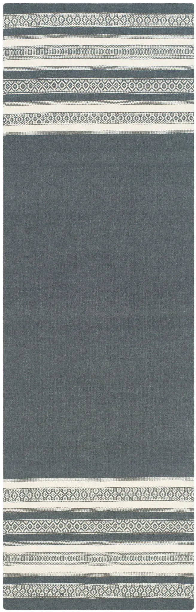 Dhurries Striped Border Hand-Woven Wool Rug
