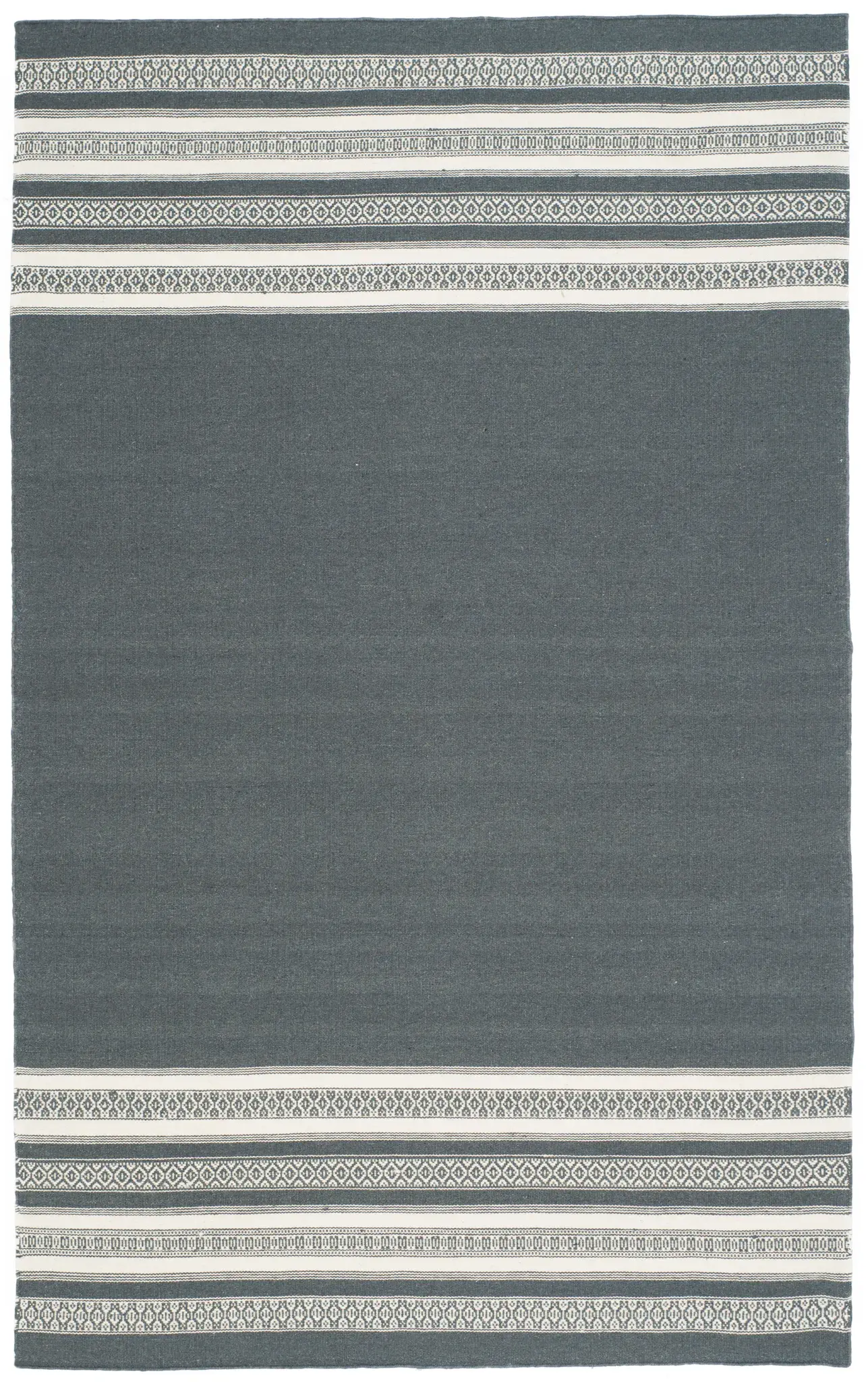 Dhurries Striped Border Hand-Woven Wool Rug
