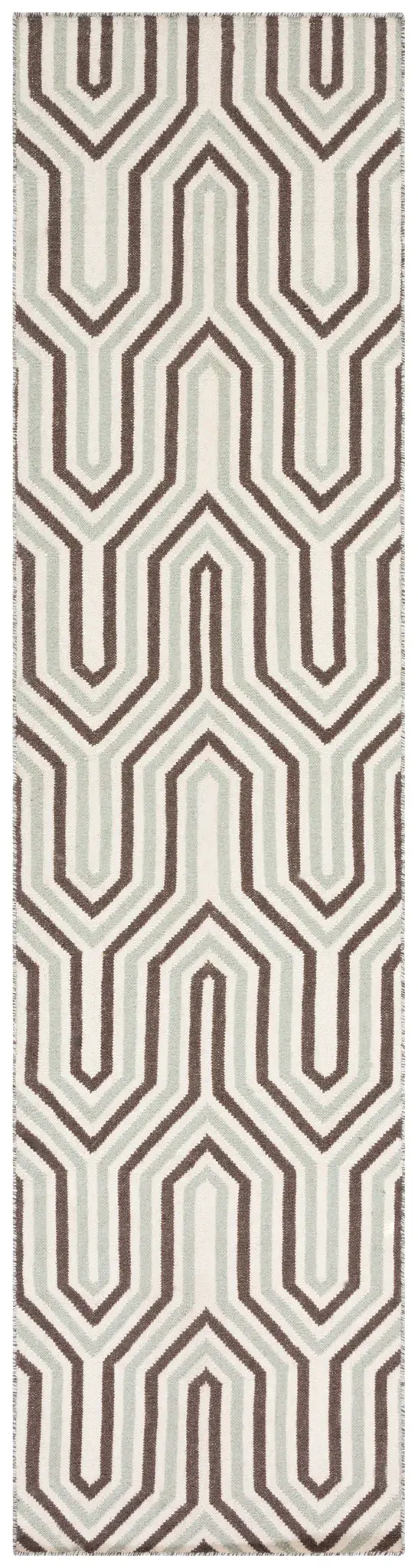 Dhurries Interlocking Zigzag Hand-Woven Wool Rug