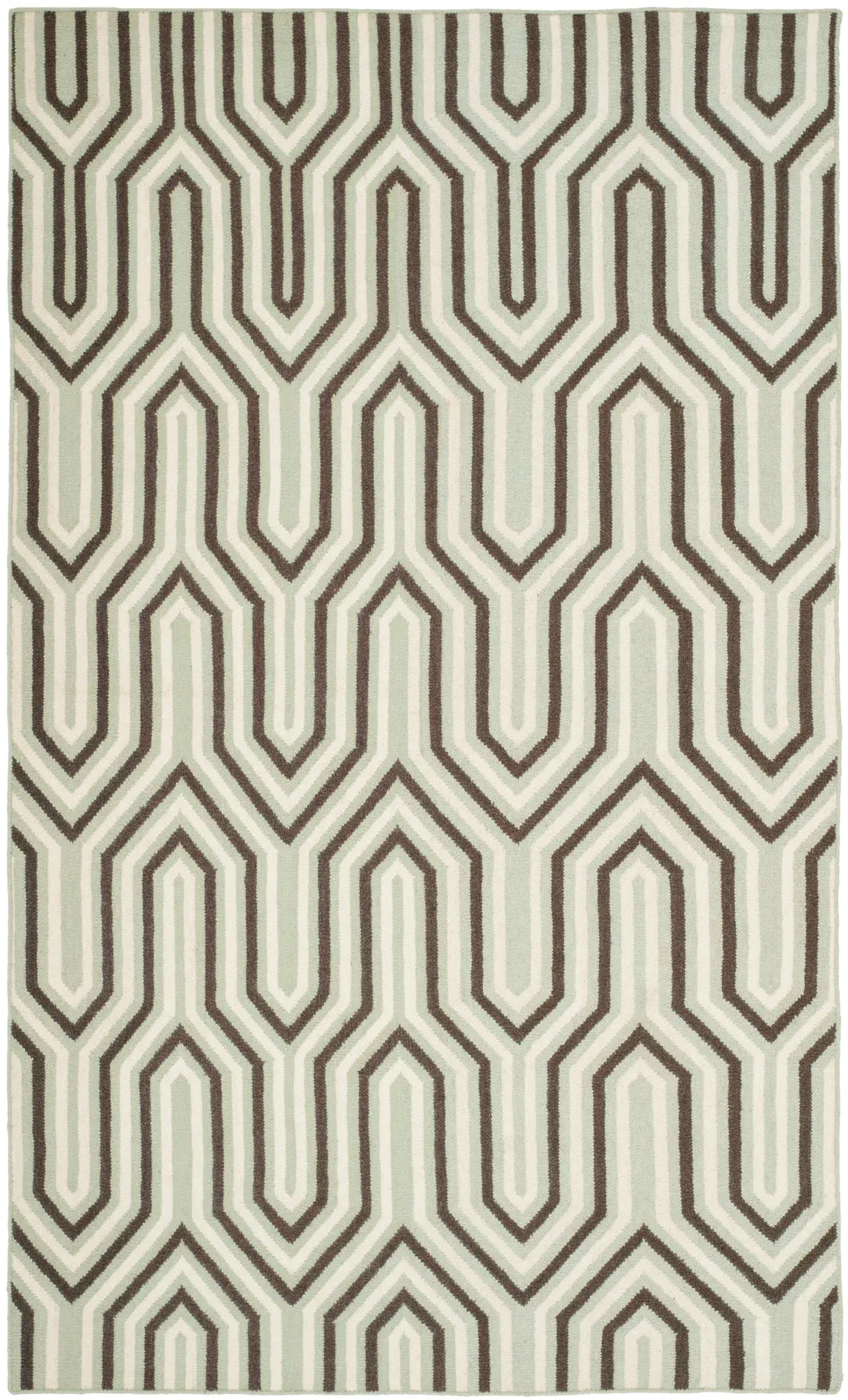 Dhurries Interlocking Zigzag Hand-Woven Wool Rug