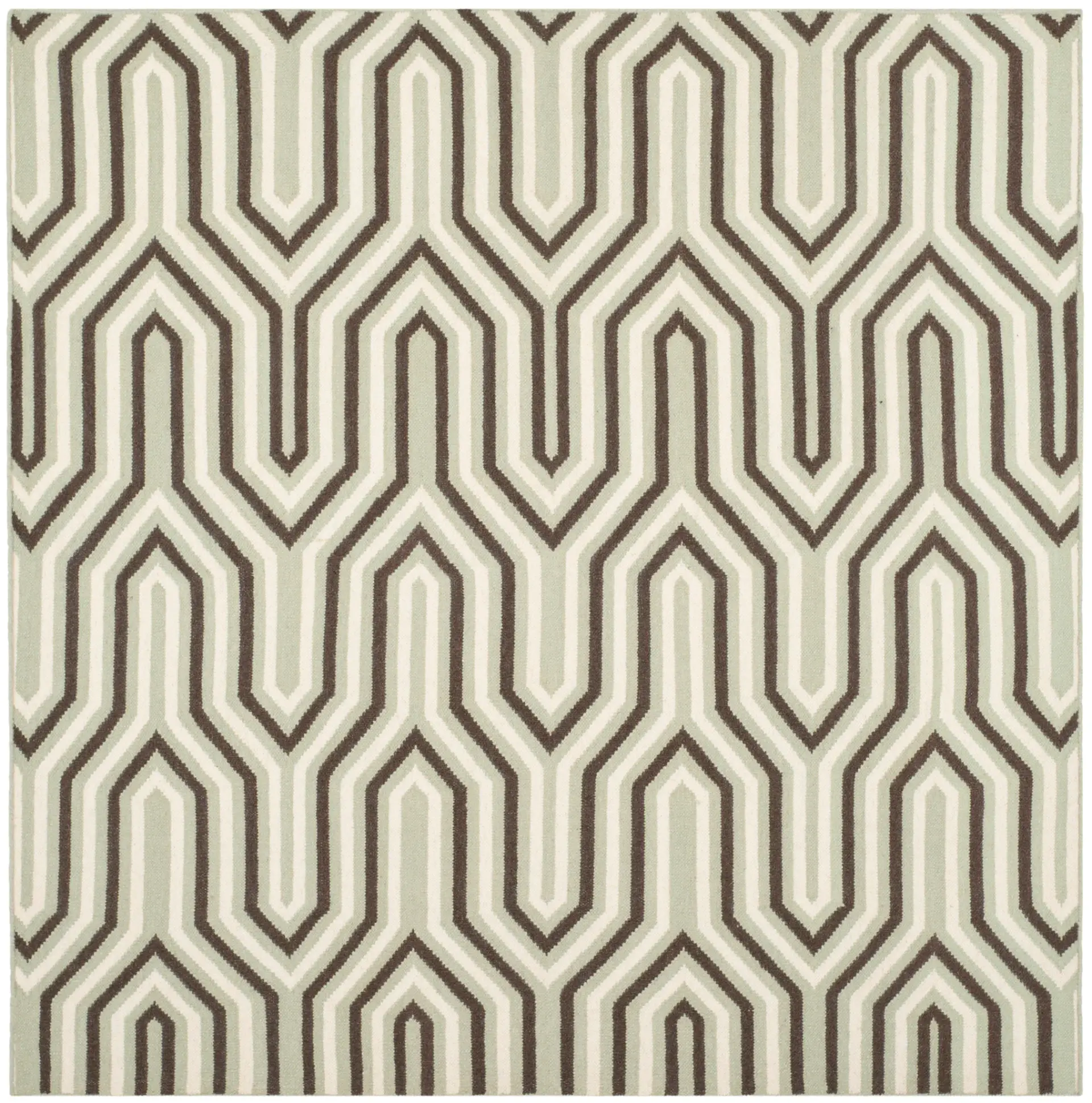 Dhurries Interlocking Zigzag Hand-Woven Wool Rug