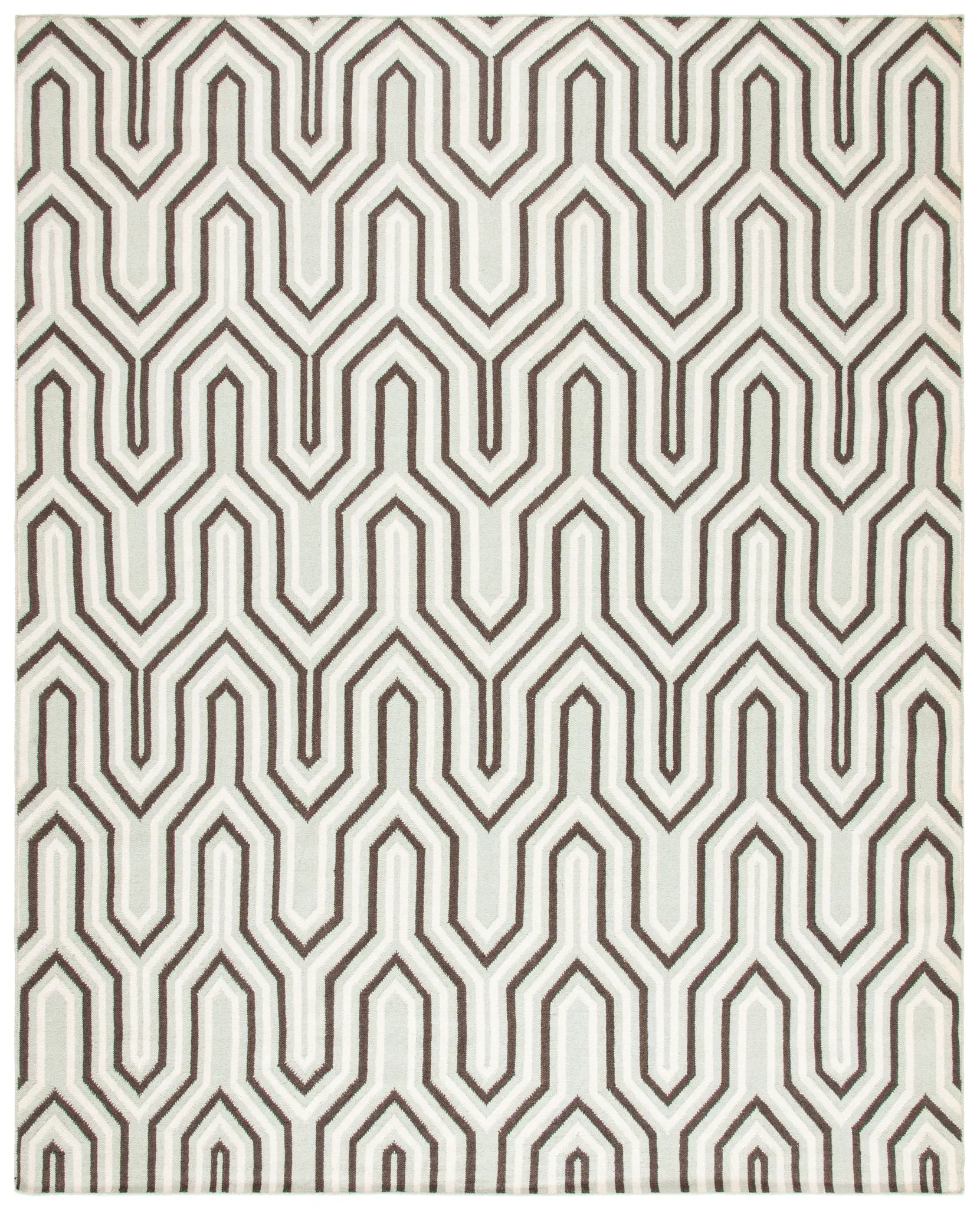 Dhurries Interlocking Zigzag Hand-Woven Wool Rug