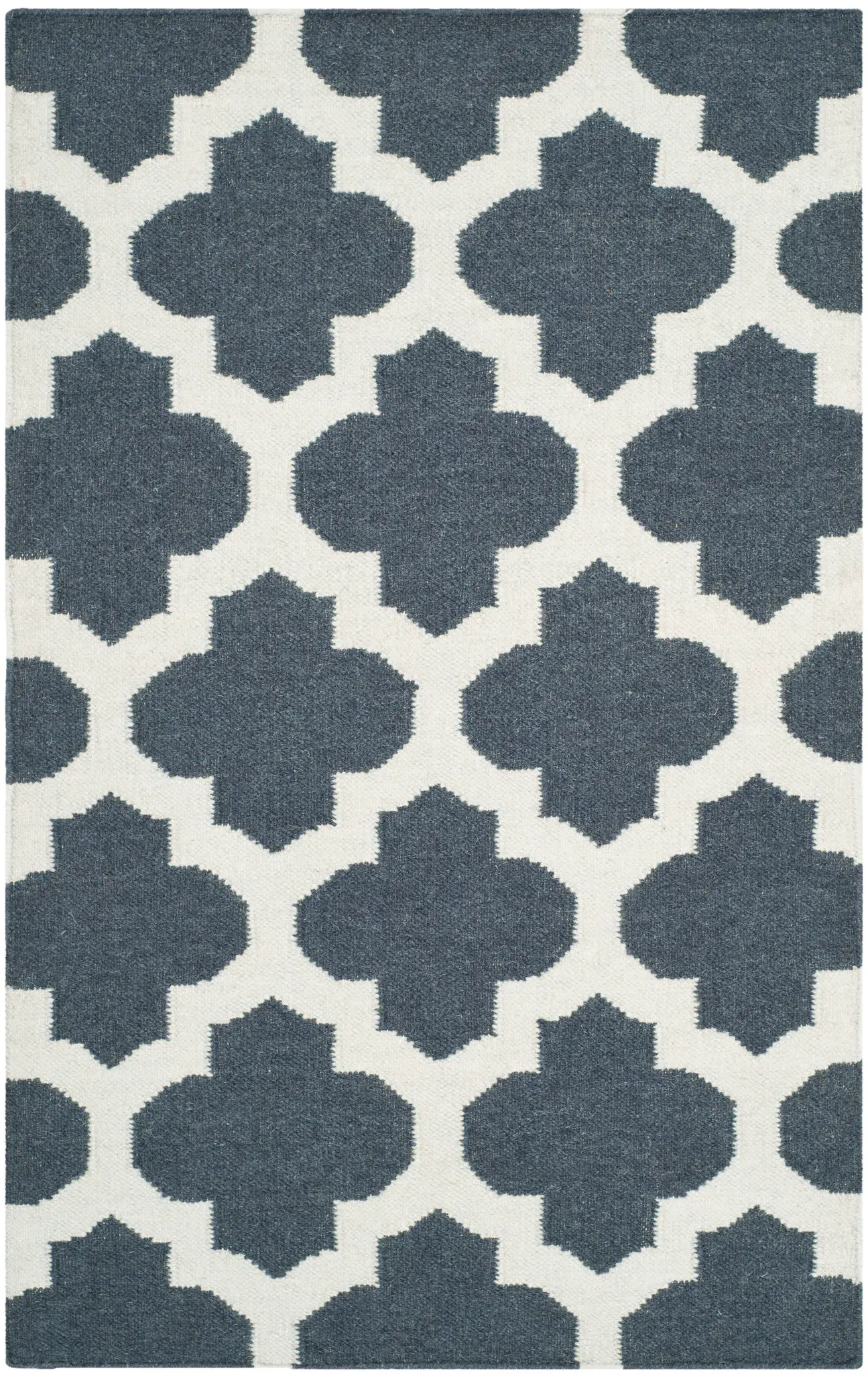 Dhurries Interlocking Trellis Hand-Woven Wool Rug
