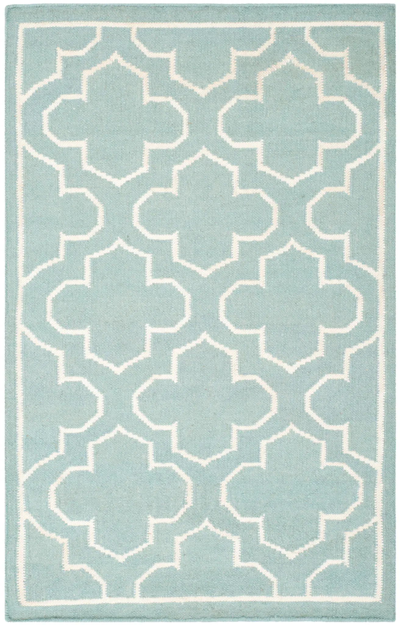 Dhurries Bordered Quatrefoil Hand-Woven Rug