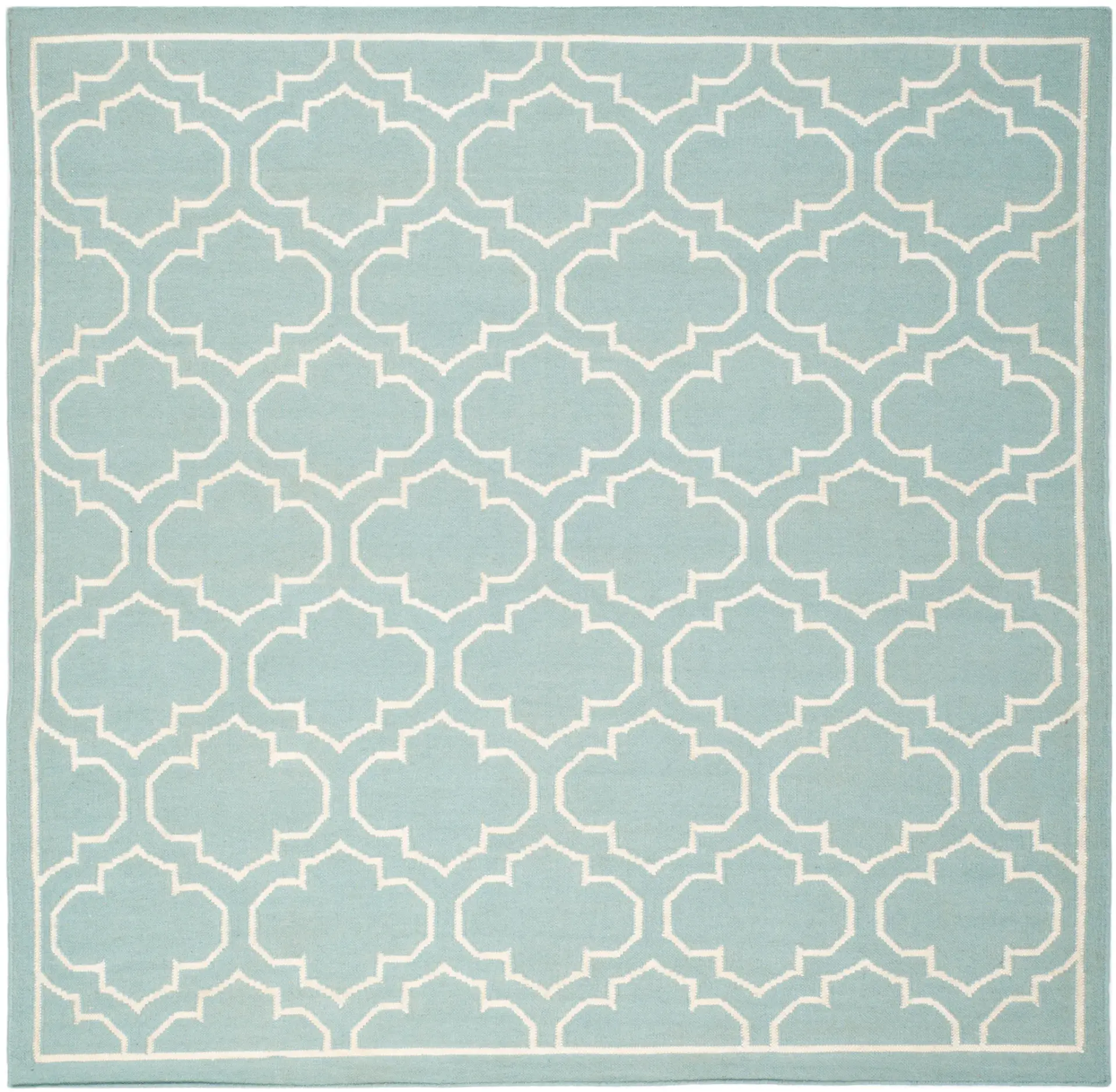 Dhurries Bordered Quatrefoil Hand-Woven Rug