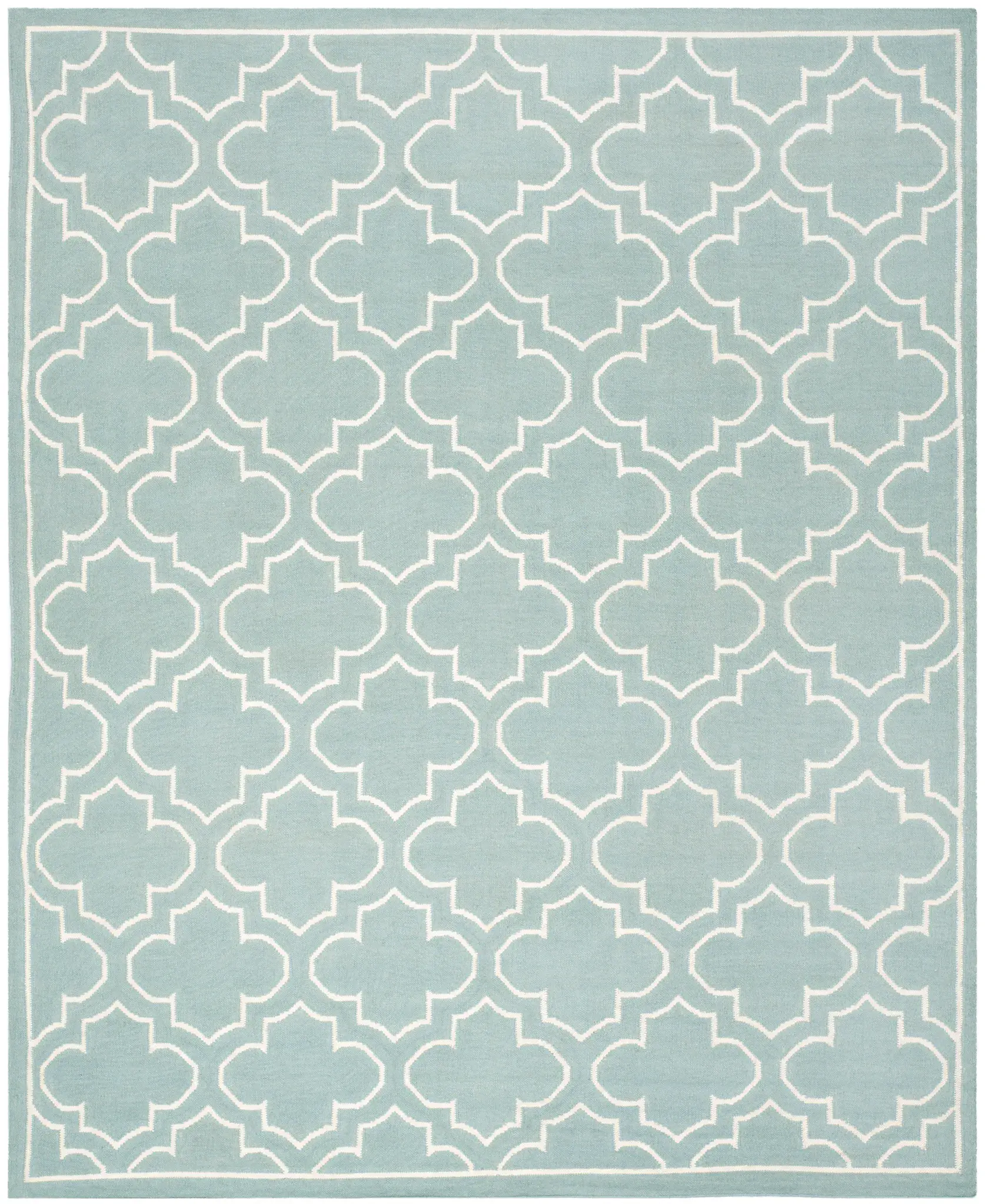 Dhurries Bordered Quatrefoil Hand-Woven Rug