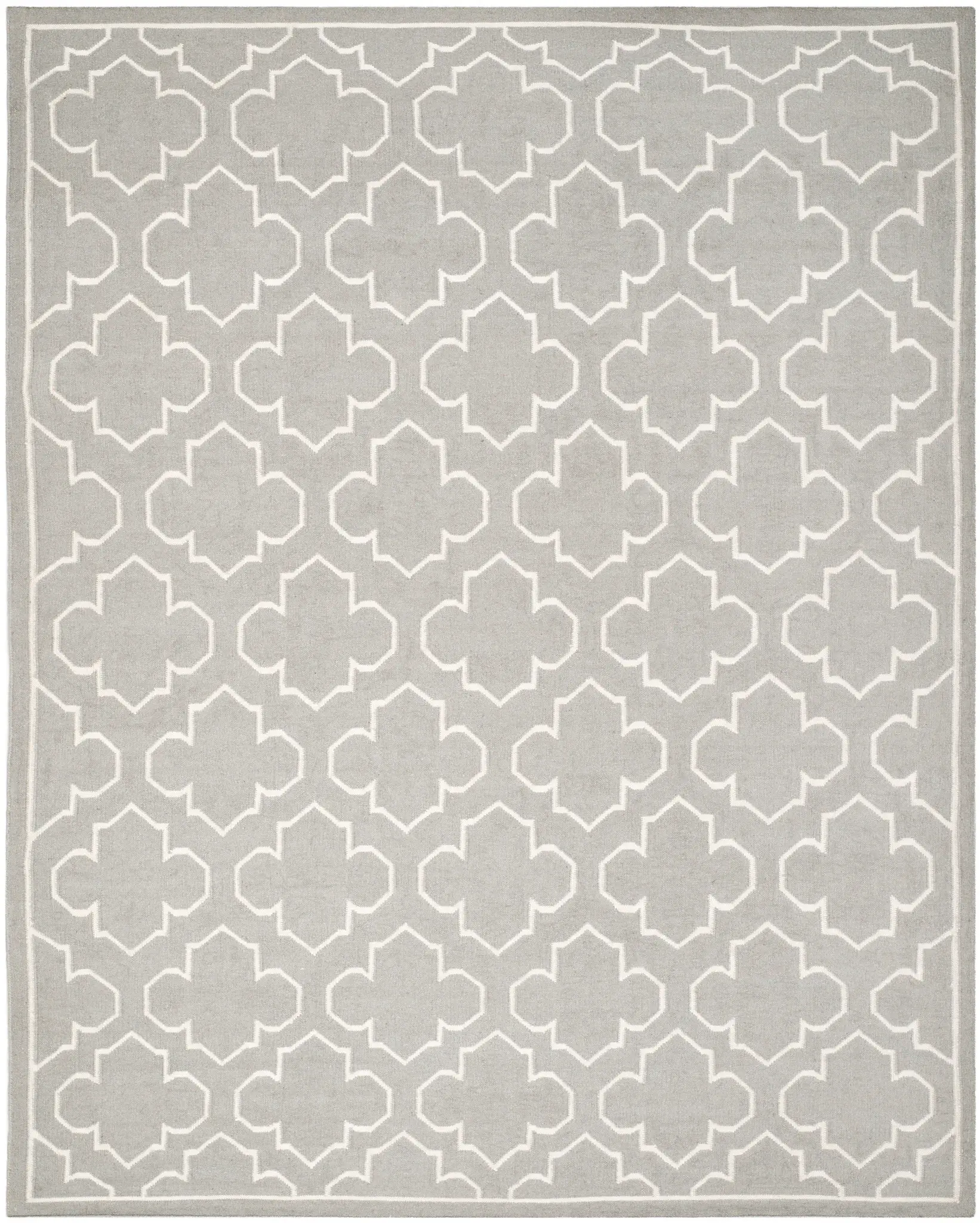Dhurries Bordered Quatrefoil Hand-Woven Rug