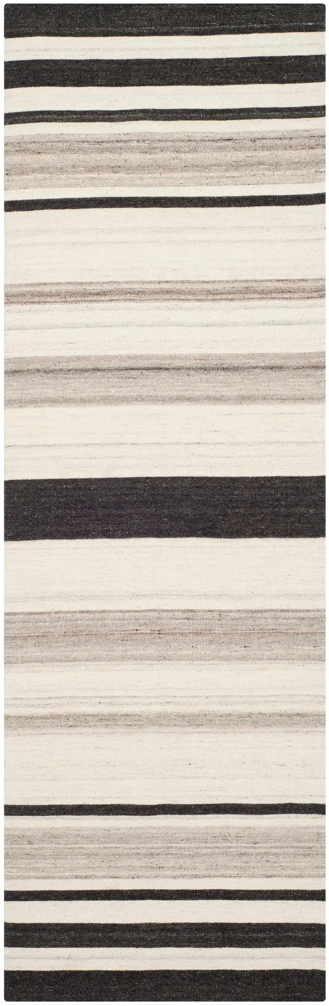Dhurries Modern Banded Stripe Hand-Woven Wool Rug