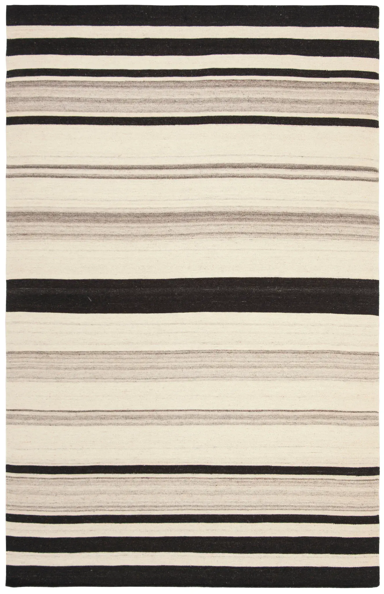Dhurries Modern Banded Stripe Hand-Woven Wool Rug