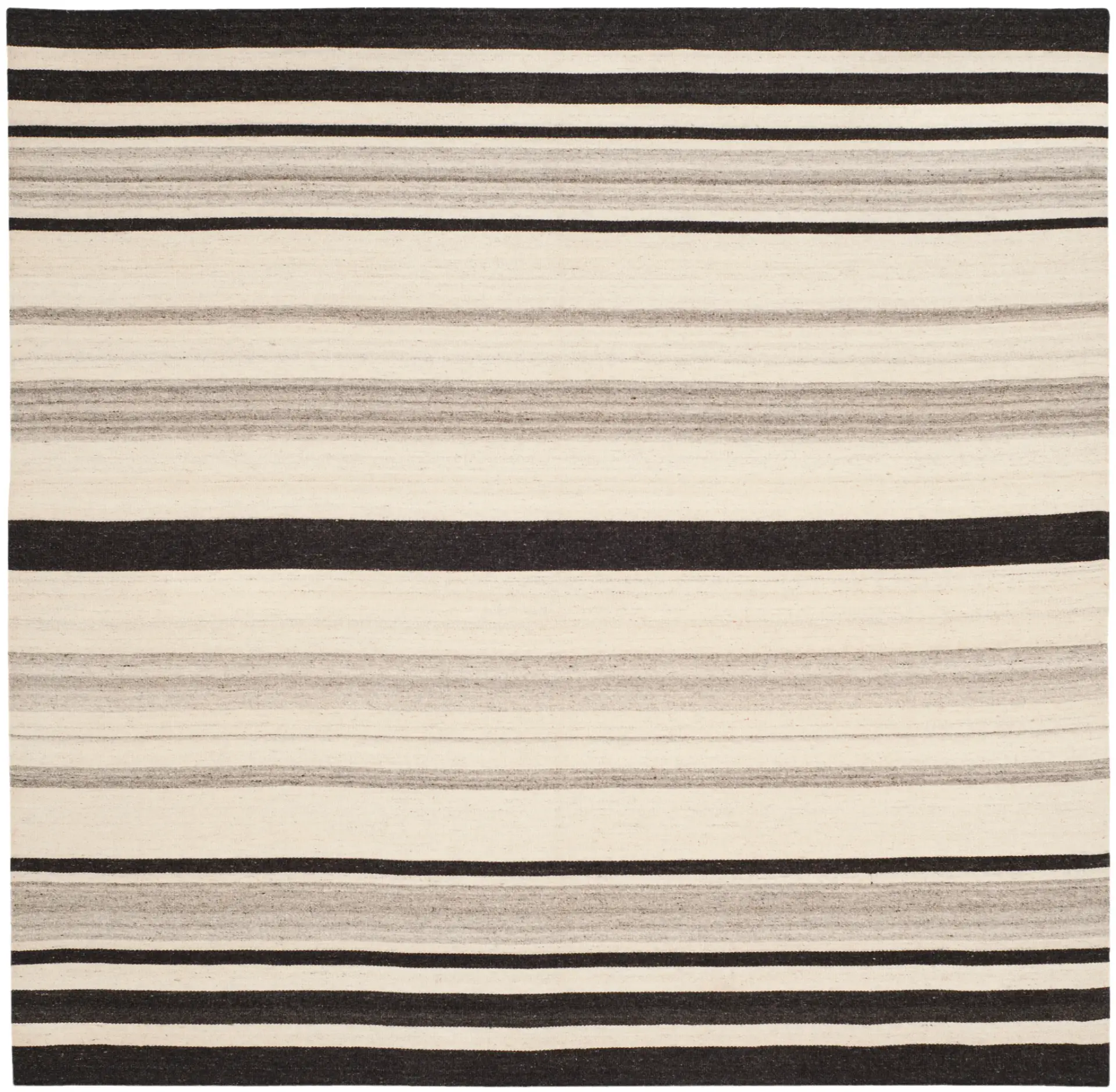 Dhurries Modern Banded Stripe Hand-Woven Wool Rug