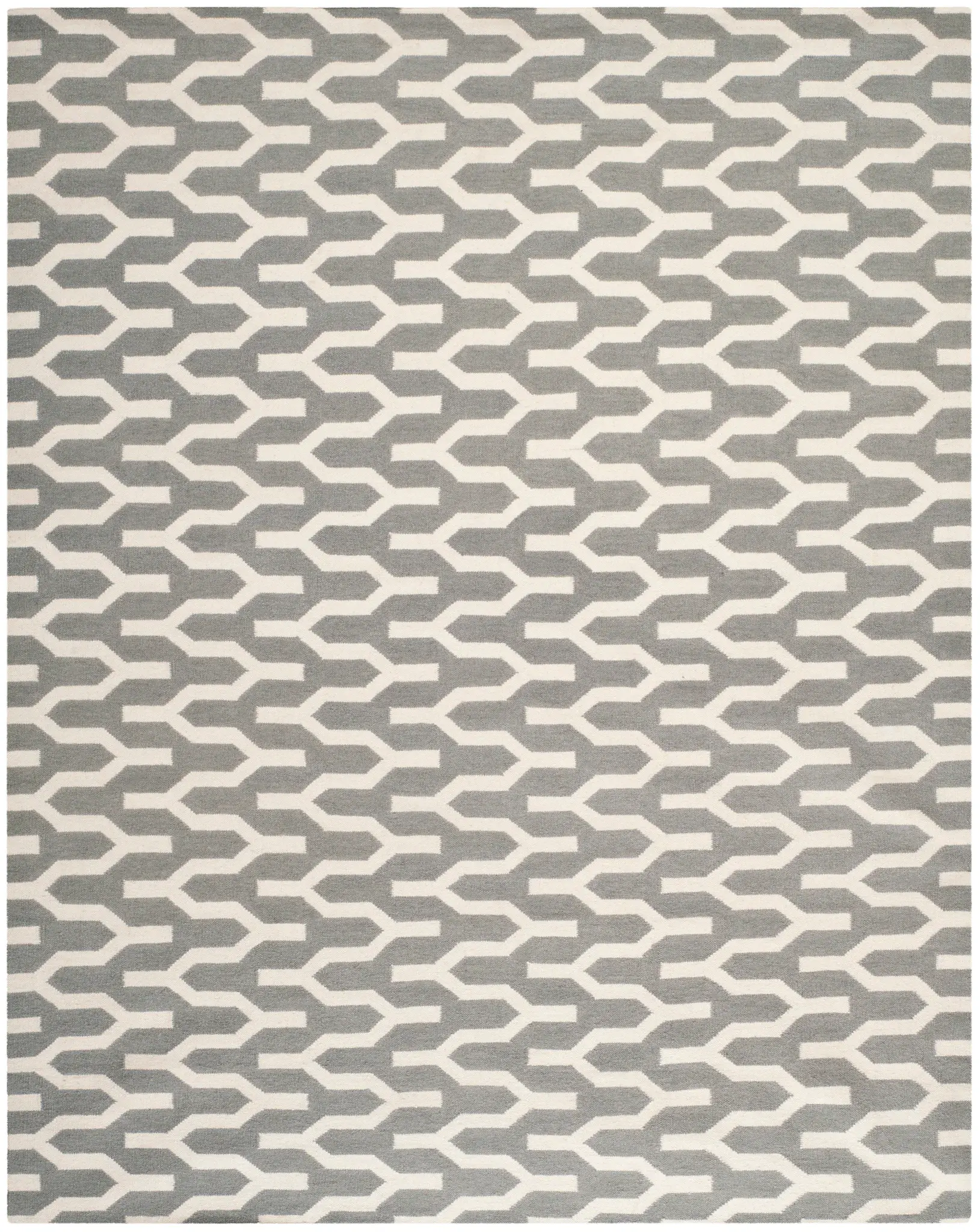 Dhurries Interlocking Chevron Hand-Woven Wool Rug