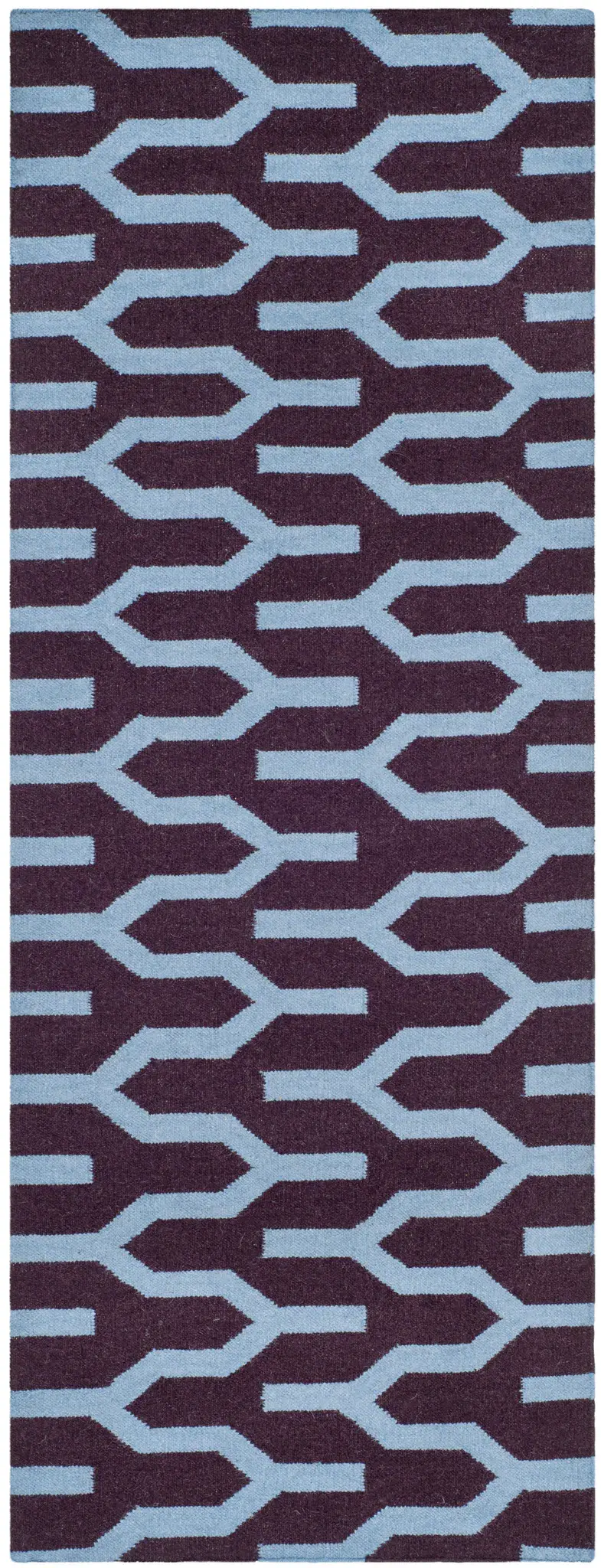 Dhurries Interlocking Chevron Hand-Woven Wool Rug