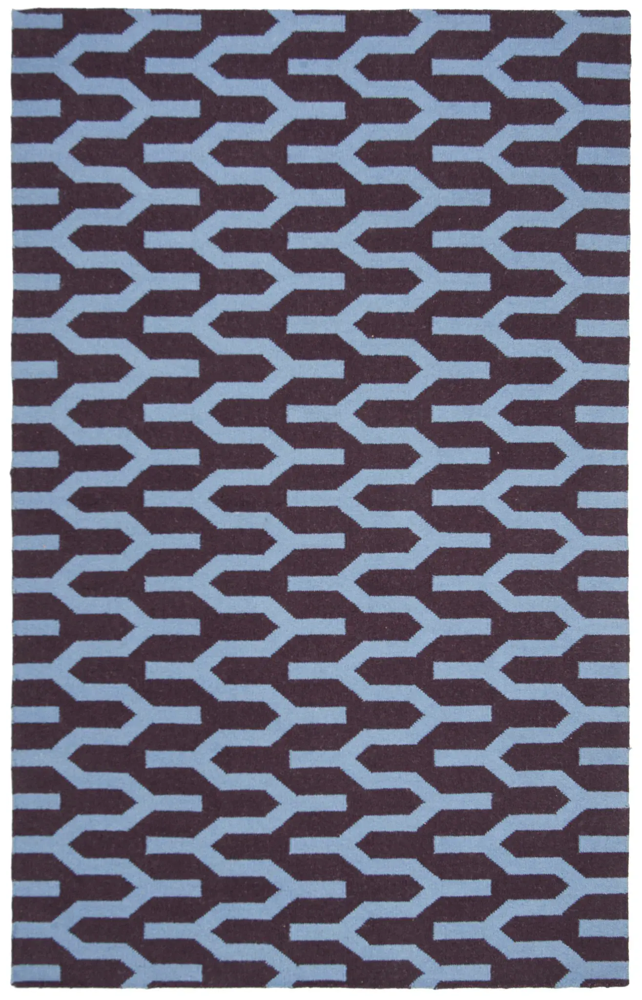 Dhurries Interlocking Chevron Hand-Woven Wool Rug
