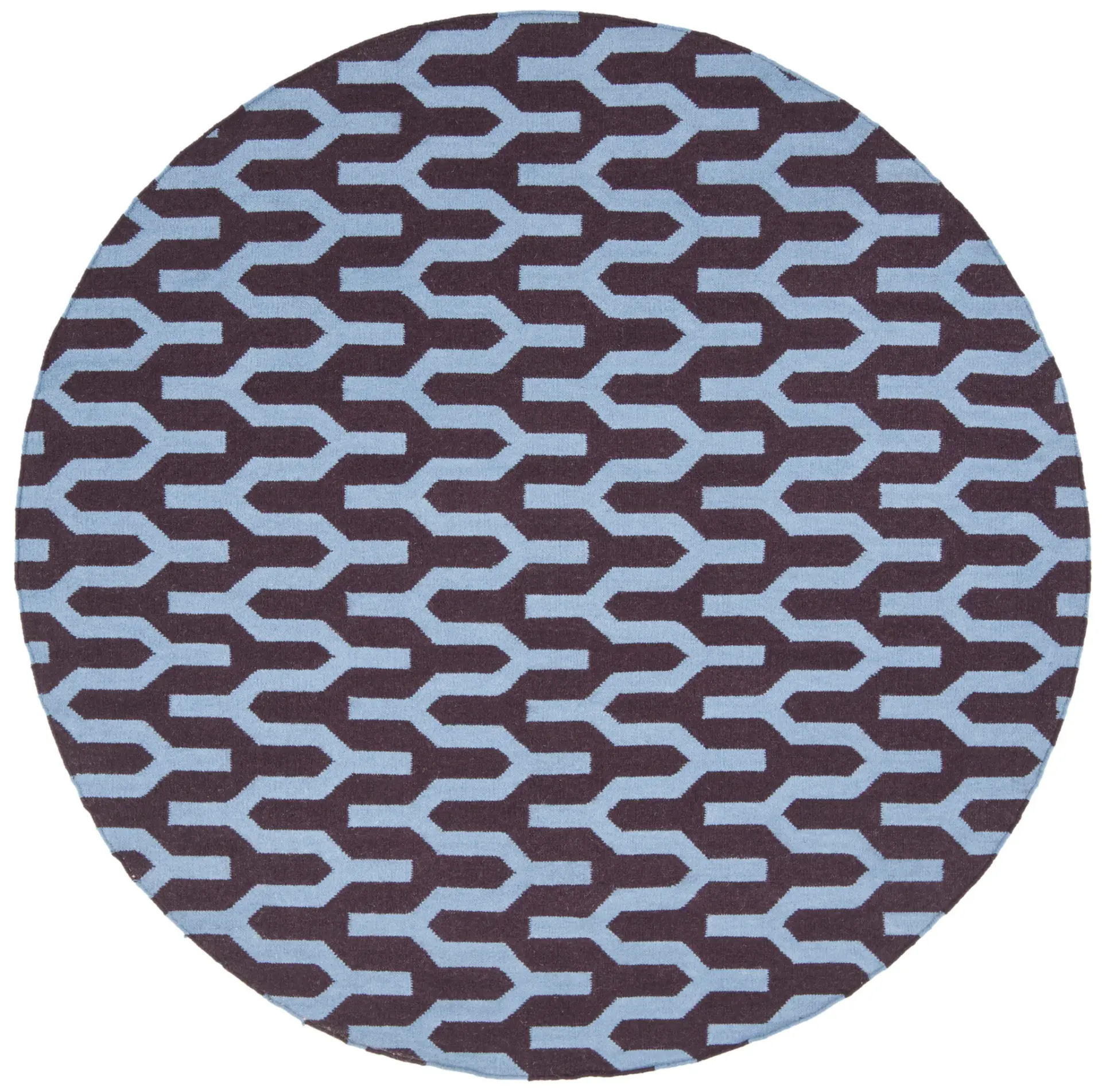 Dhurries Interlocking Chevron Hand-Woven Wool Rug