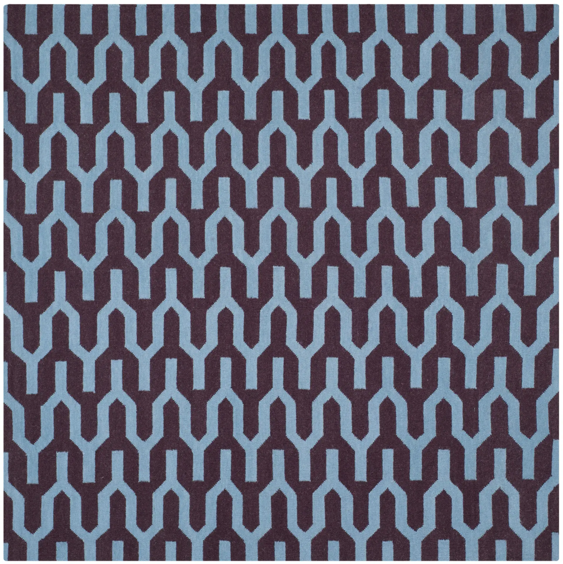 Dhurries Interlocking Chevron Hand-Woven Wool Rug