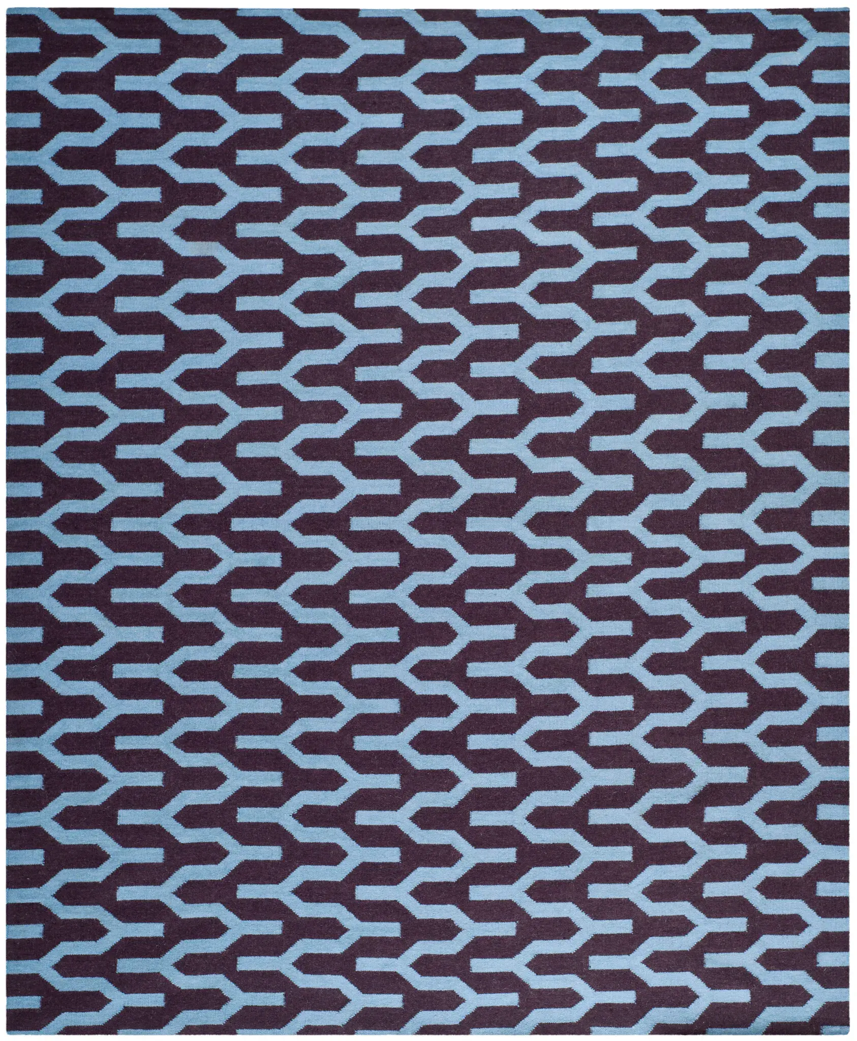 Dhurries Interlocking Chevron Hand-Woven Wool Rug