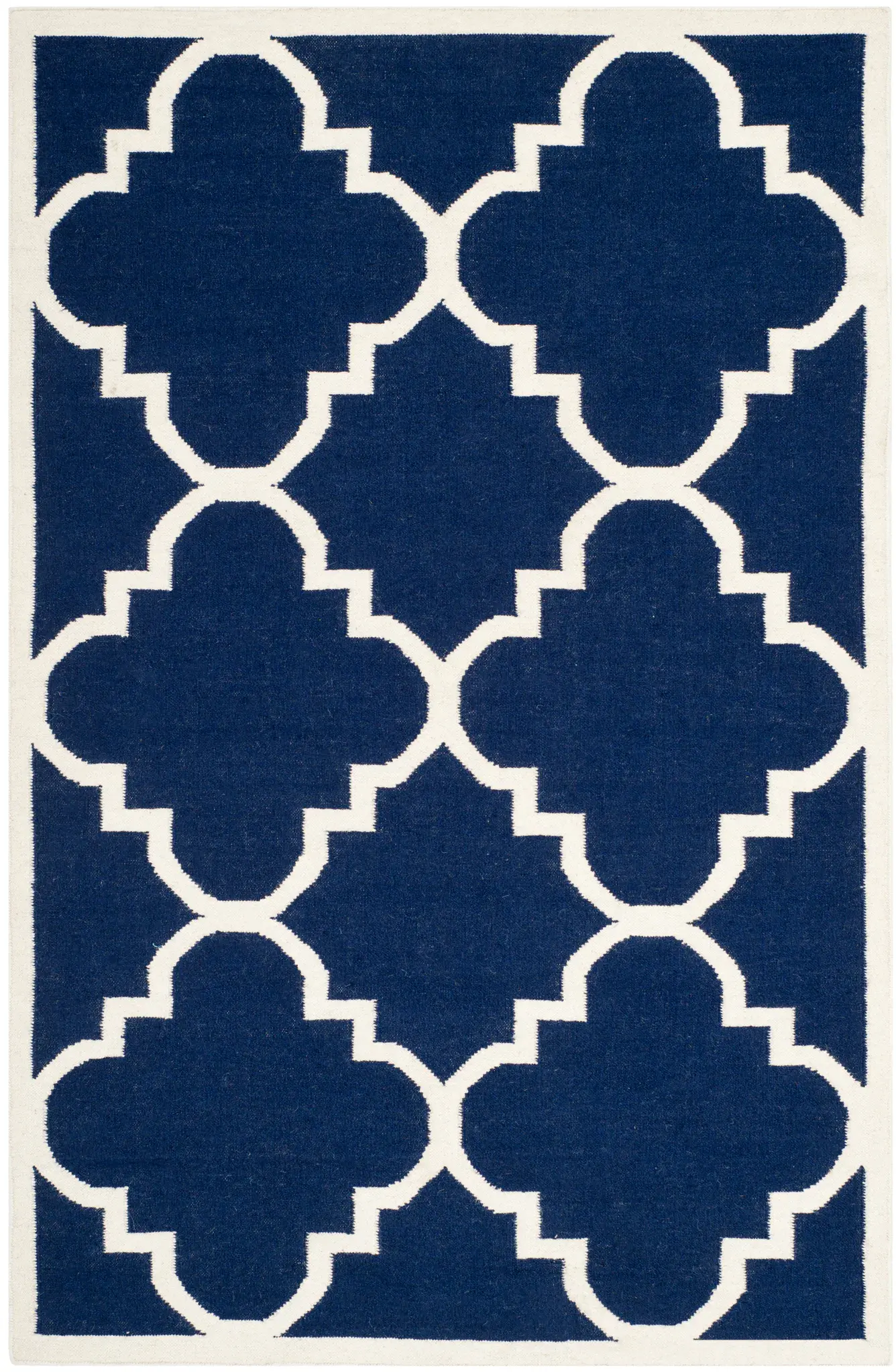 Dhurries Stepped Trellis Hand-Woven Wool Rug