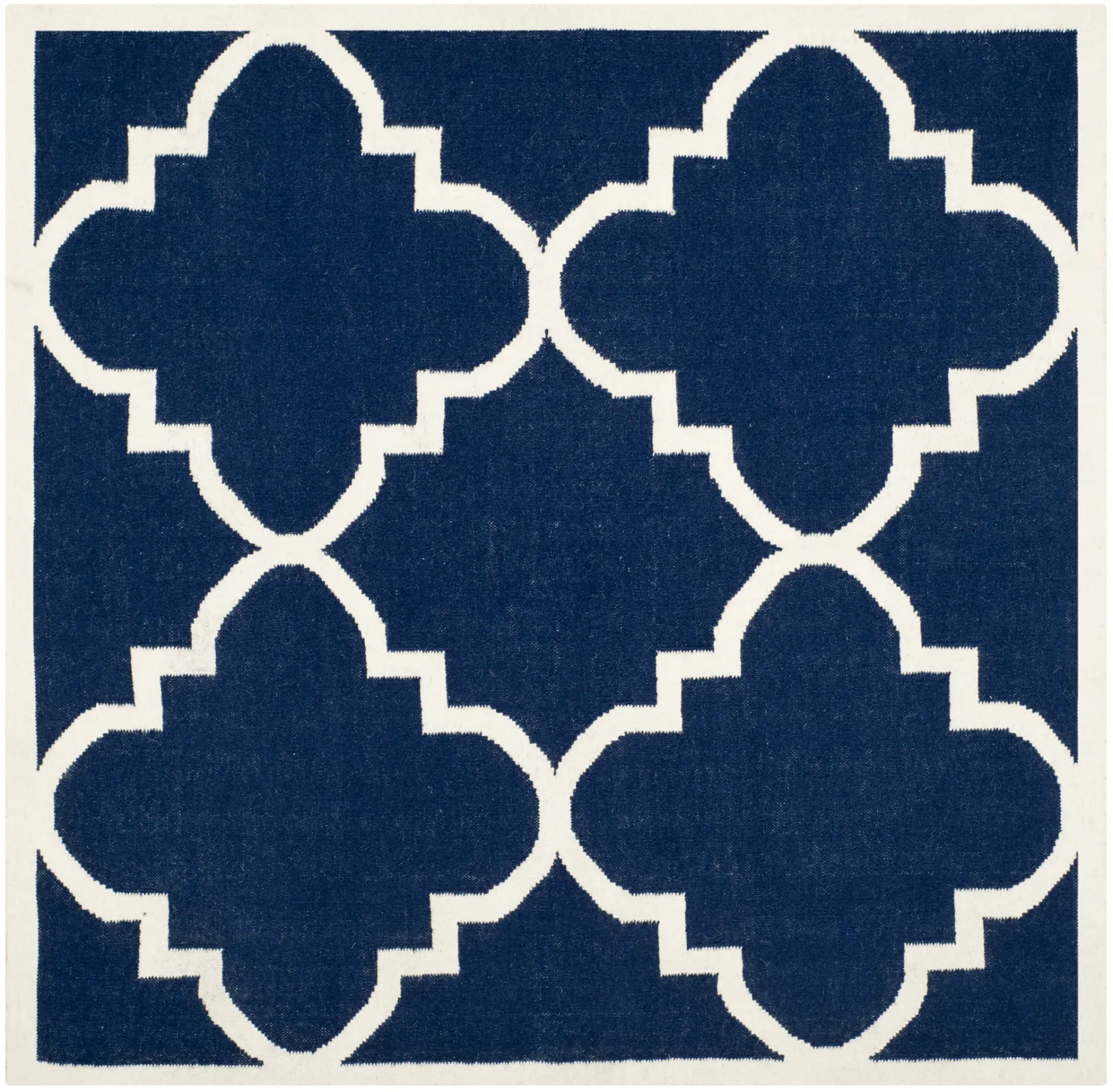 Dhurries Stepped Trellis Hand-Woven Wool Rug