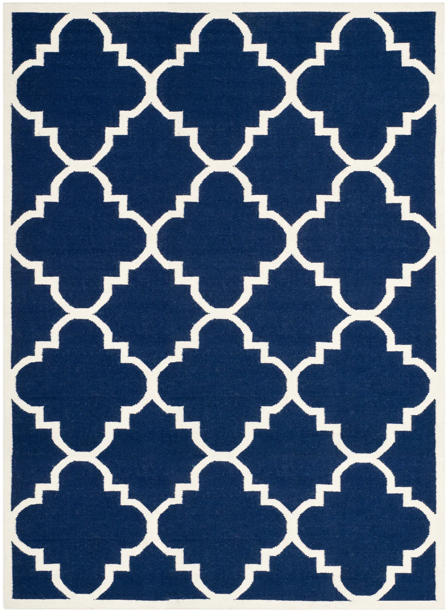 Dhurries Stepped Trellis Hand-Woven Wool Rug