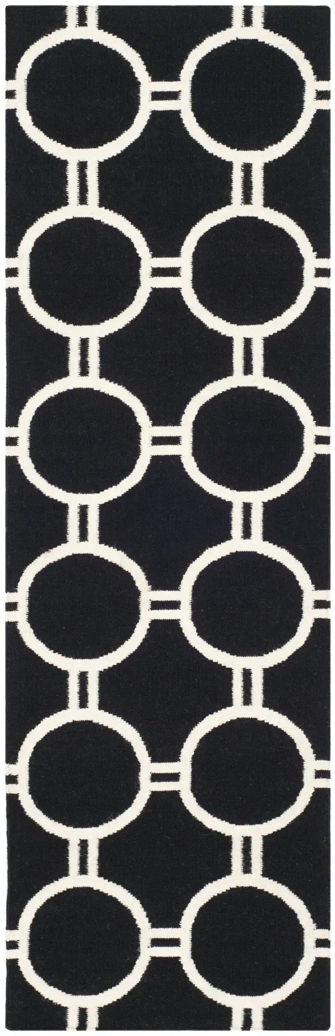 Dhurries Interlocking Ring Hand-Woven Wool Rug