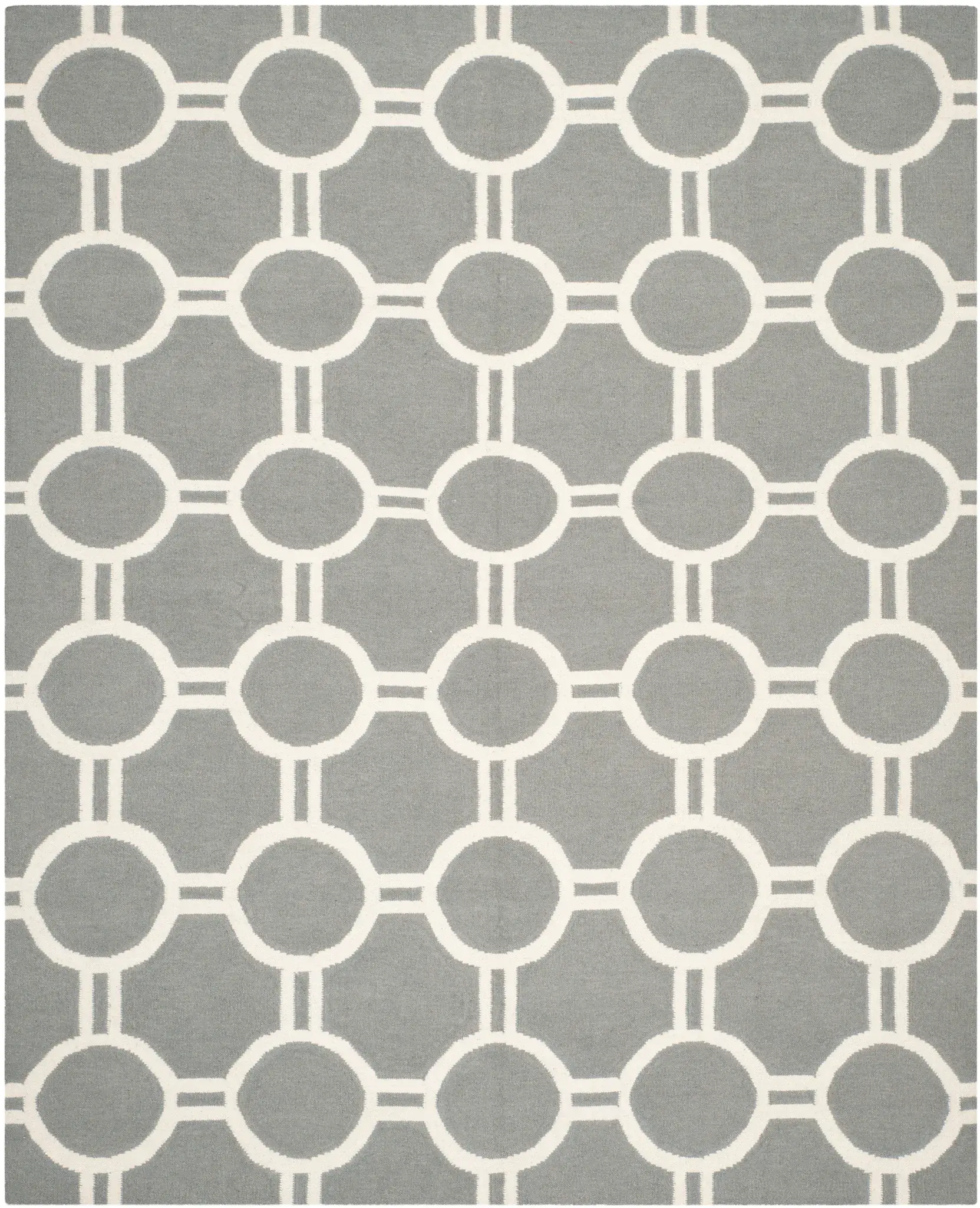 Dhurries Interlocking Ring Hand-Woven Wool Rug