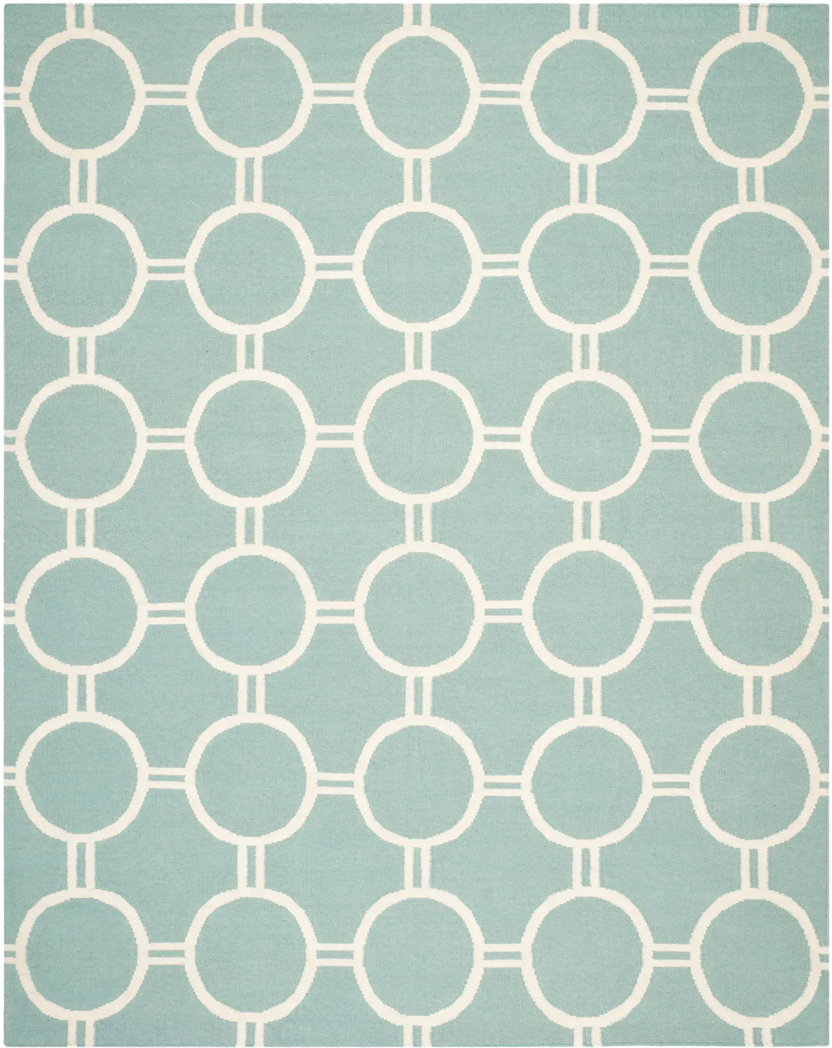 Dhurries Interlocking Ring Hand-Woven Wool Rug