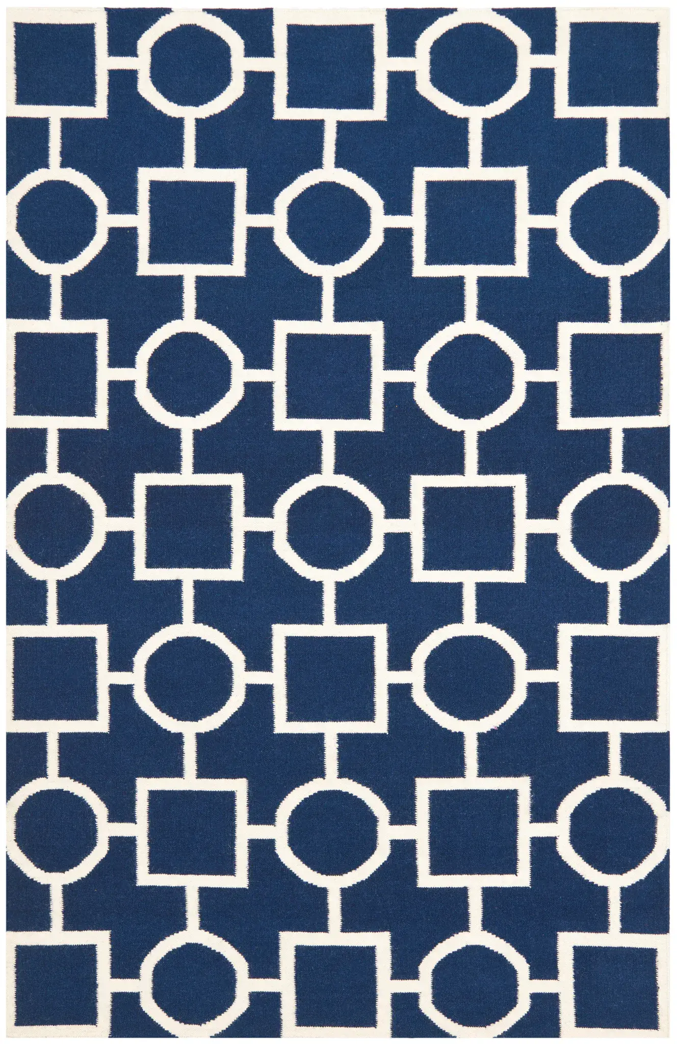 Dhurries Geometric Grid Hand-Woven Wool Rug