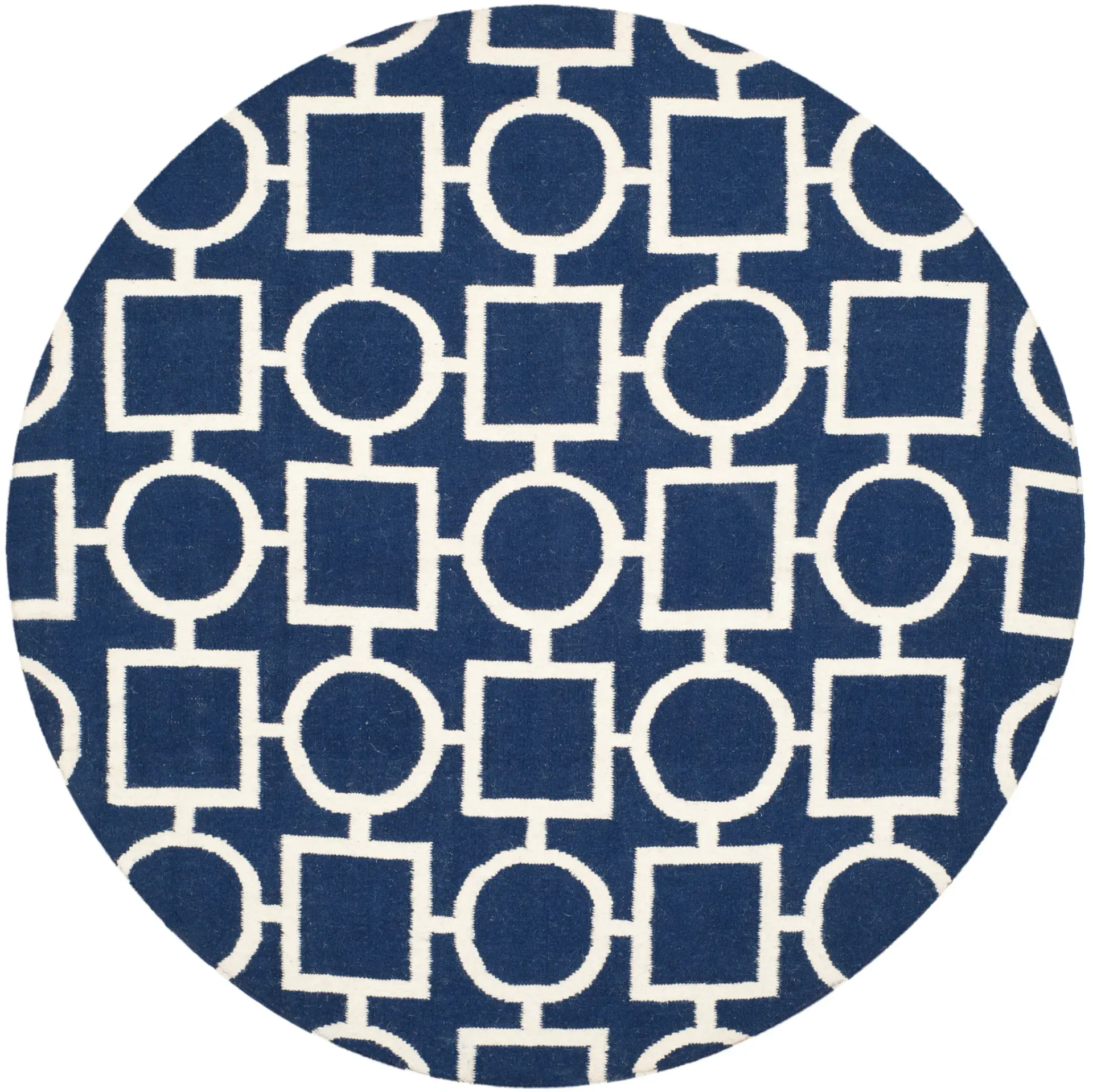 Dhurries Geometric Grid Hand-Woven Wool Rug