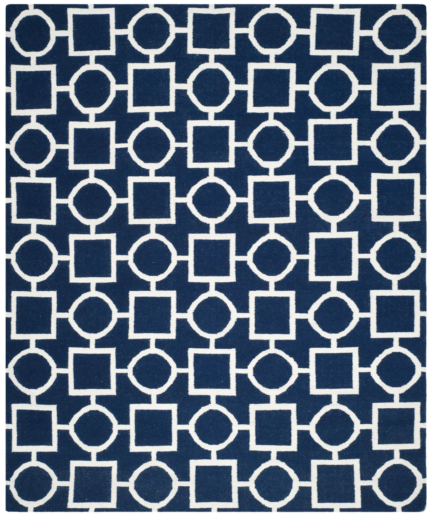 Dhurries Geometric Grid Hand-Woven Wool Rug
