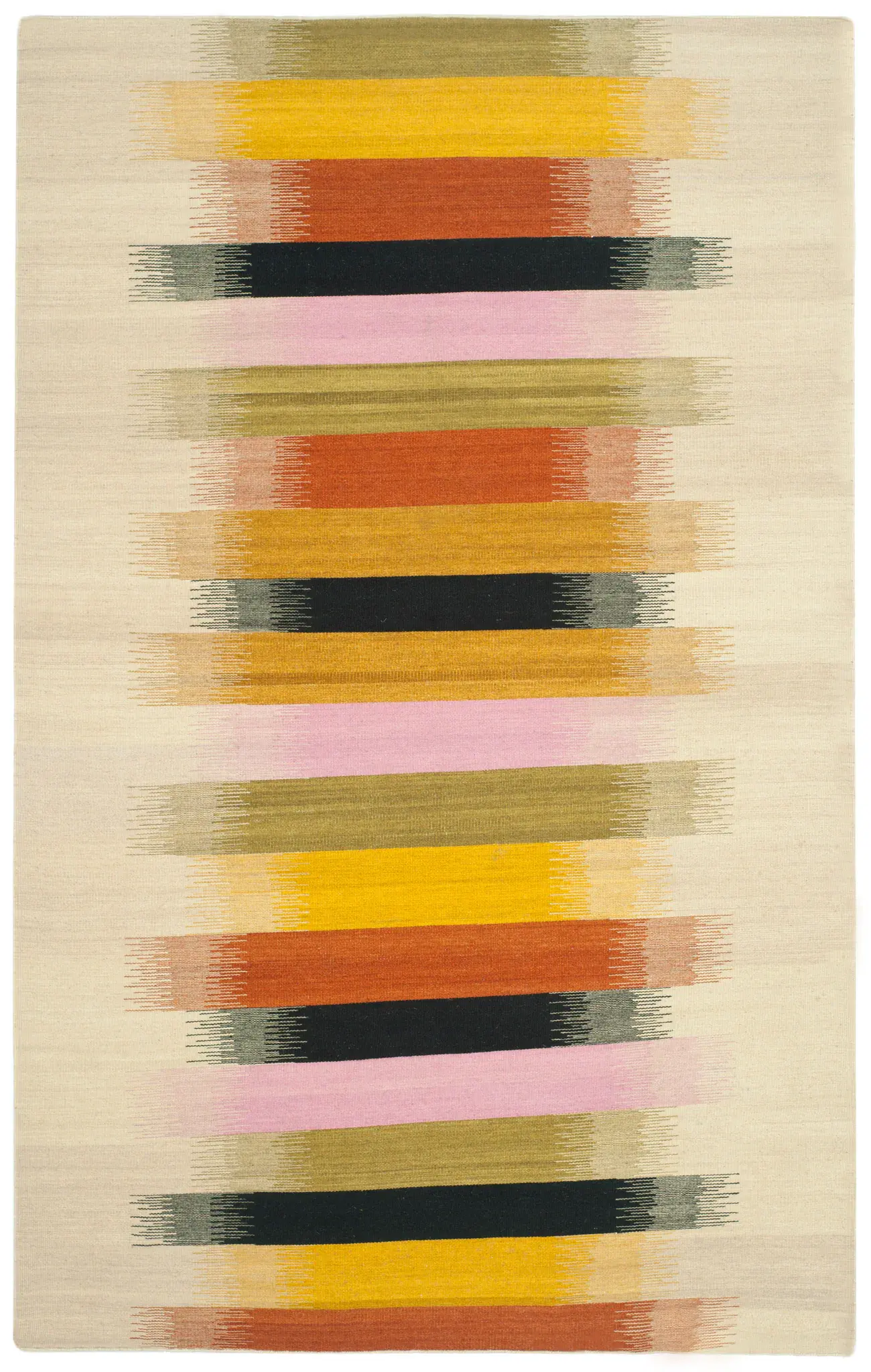 Dhurries Jagged Stripe Flatweave Wool Rug