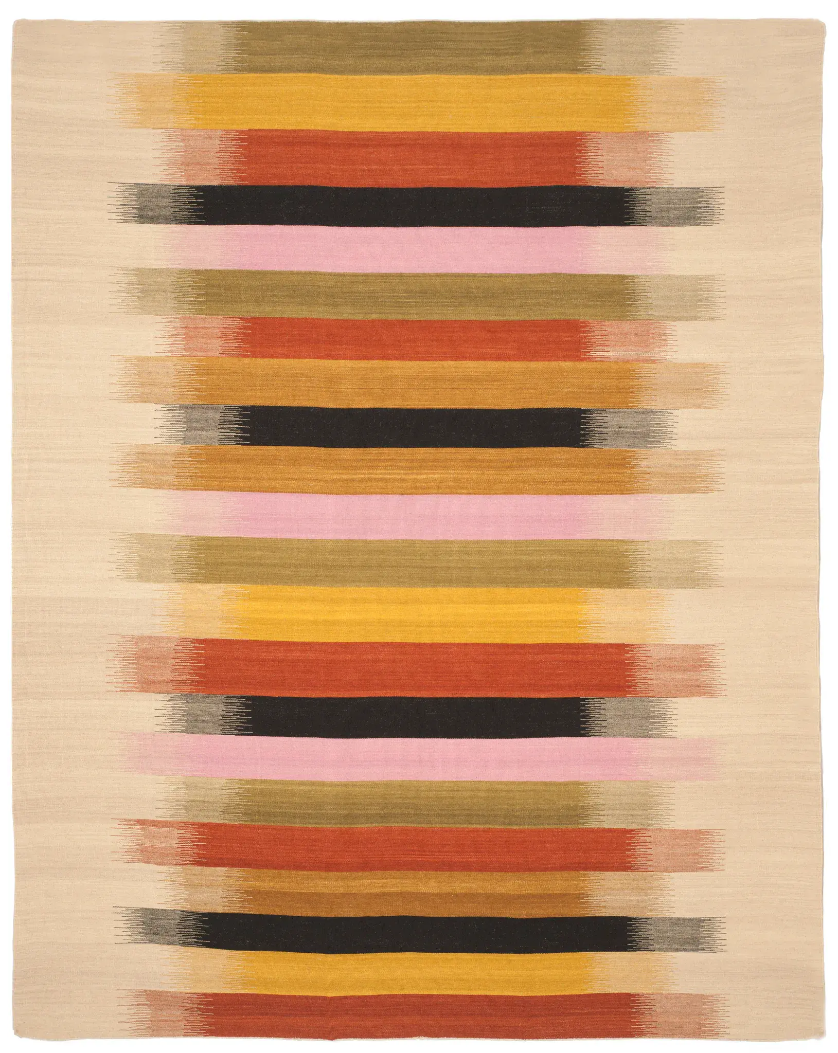 Dhurries Jagged Stripe Flatweave Wool Rug