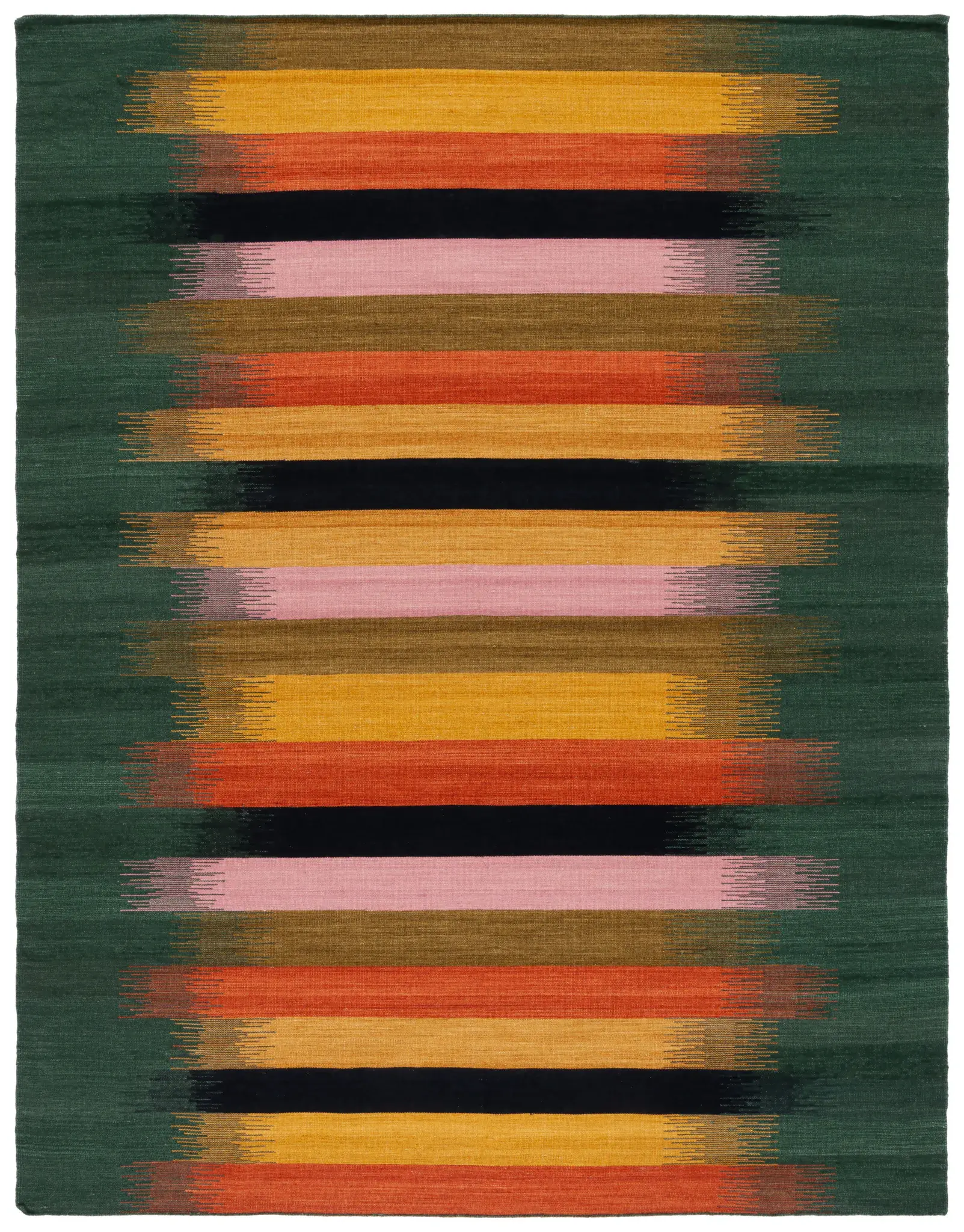 Dhurries Jagged Stripe Flatweave Wool Rug