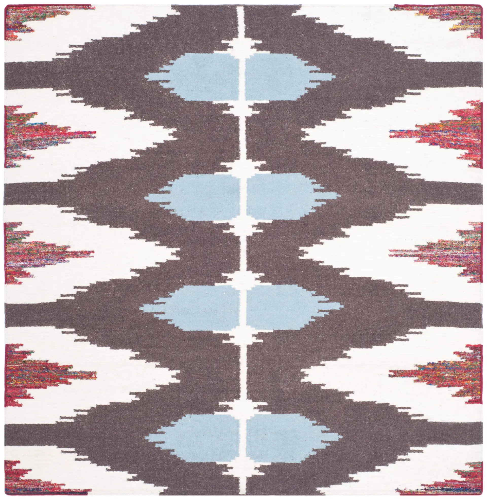 Dhurries Stepped Diamond Hand-Woven Rug
