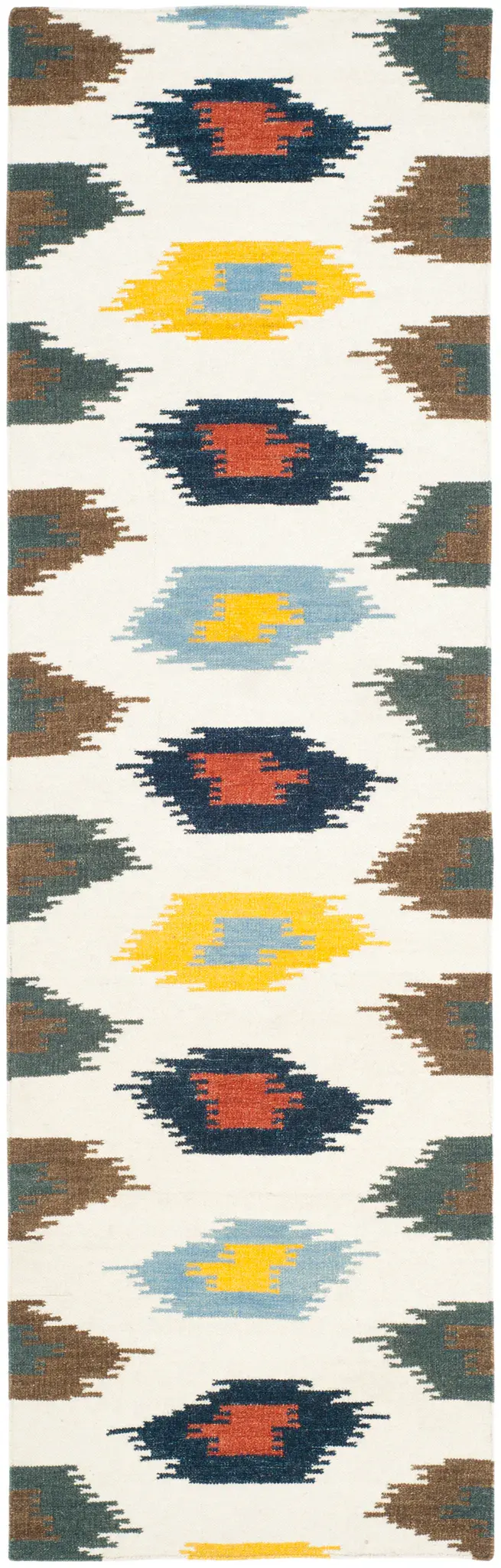 Dhurries Ikat Diamond Hand-Woven Wool Rug