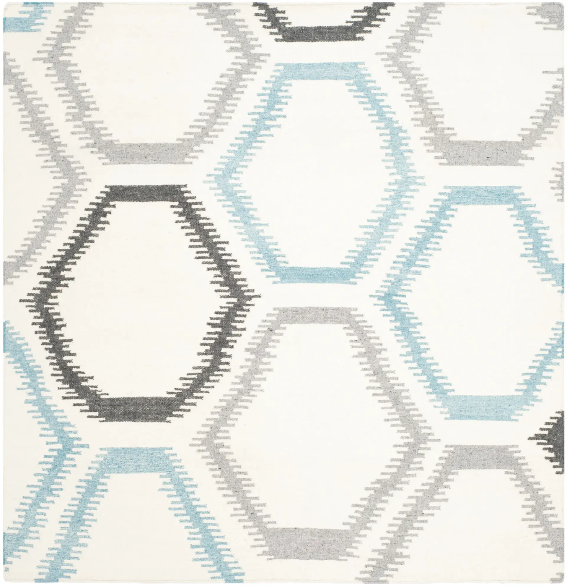 Dhurries Hexagon Hand-Woven Rug