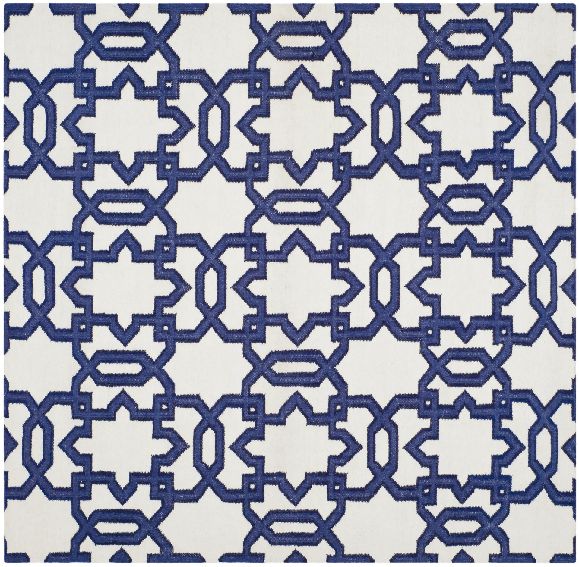 Dhurries Star Trellis Hand-Woven Wool Rug
