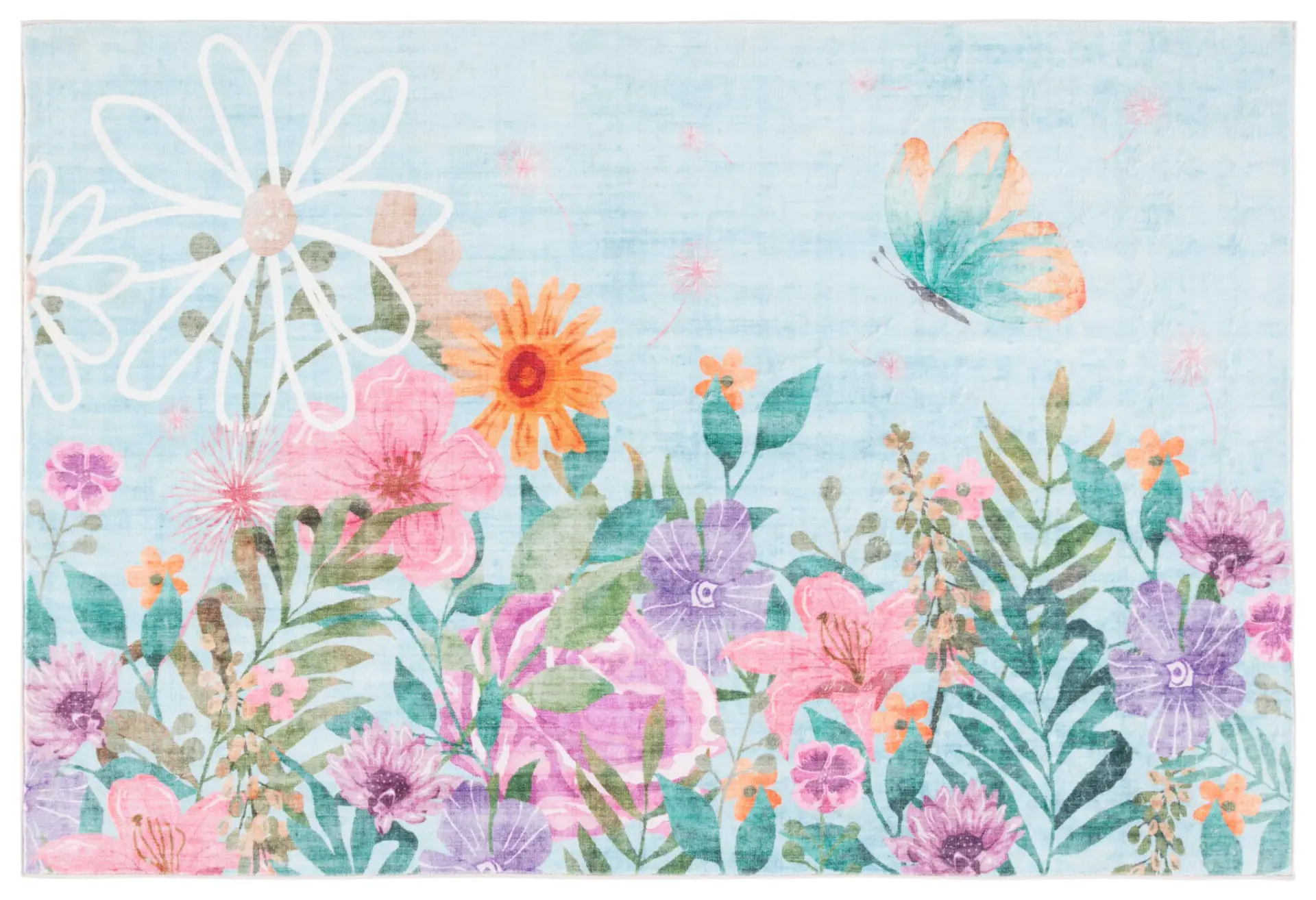 Floral Meadow Washable Door & Kitchen Mat (Set of 2)