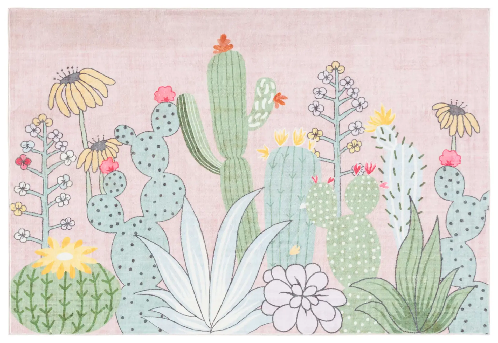 Cactus Garden Washable Door & Kitchen Mat (Set of 2)