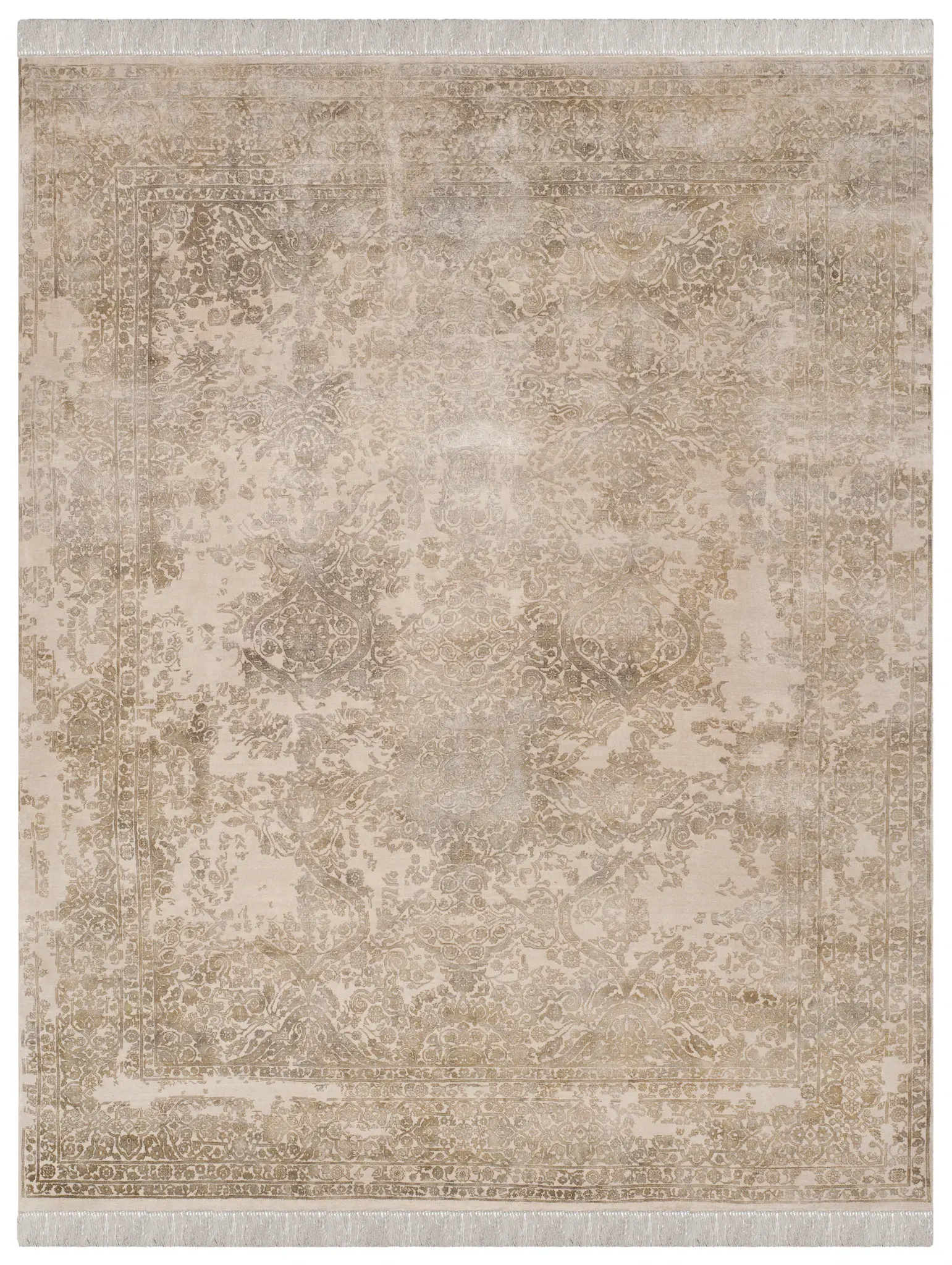 Dream Faded Medallion Fringe Hand-Knotted Rug