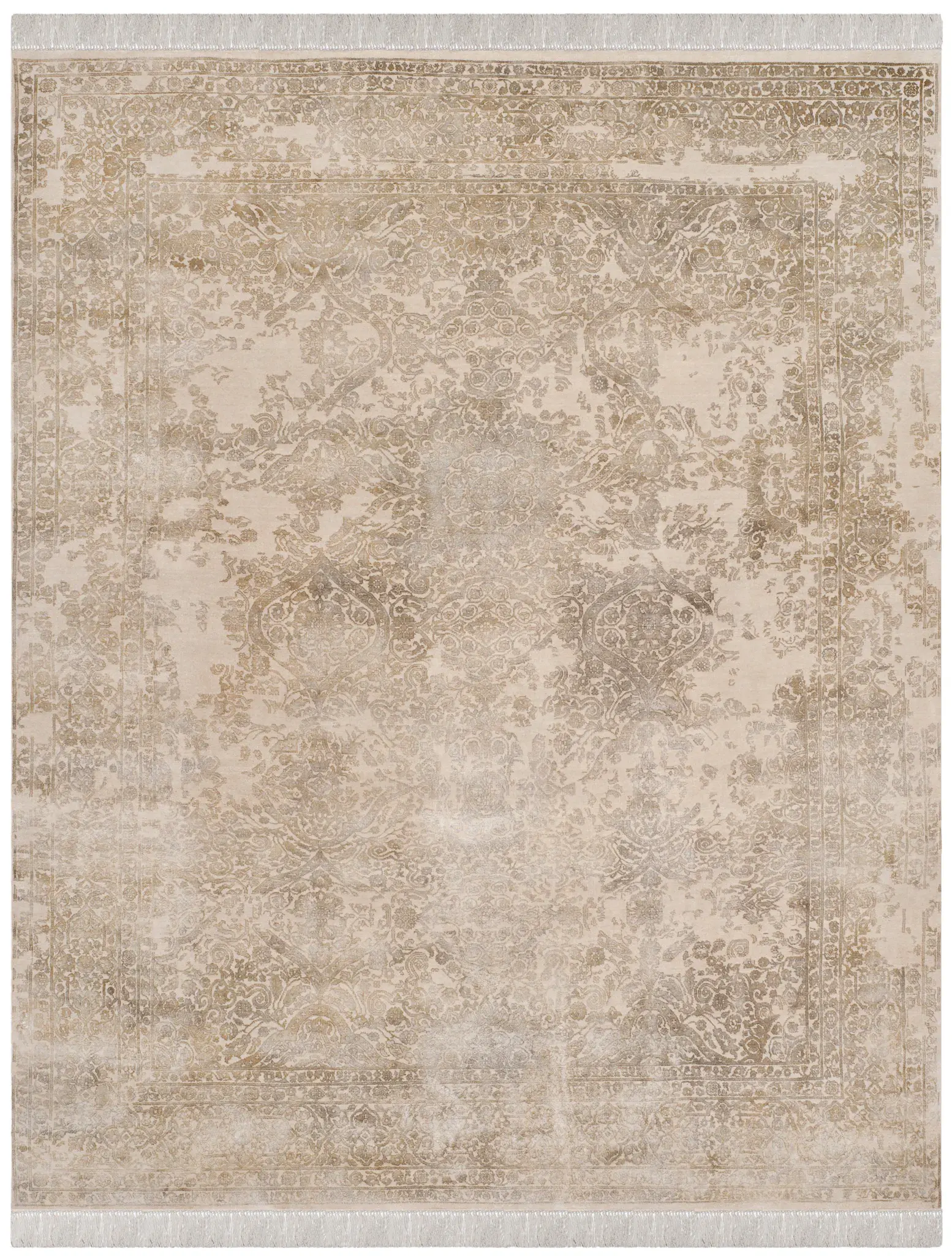 Dream Faded Medallion Fringe Hand-Knotted Rug