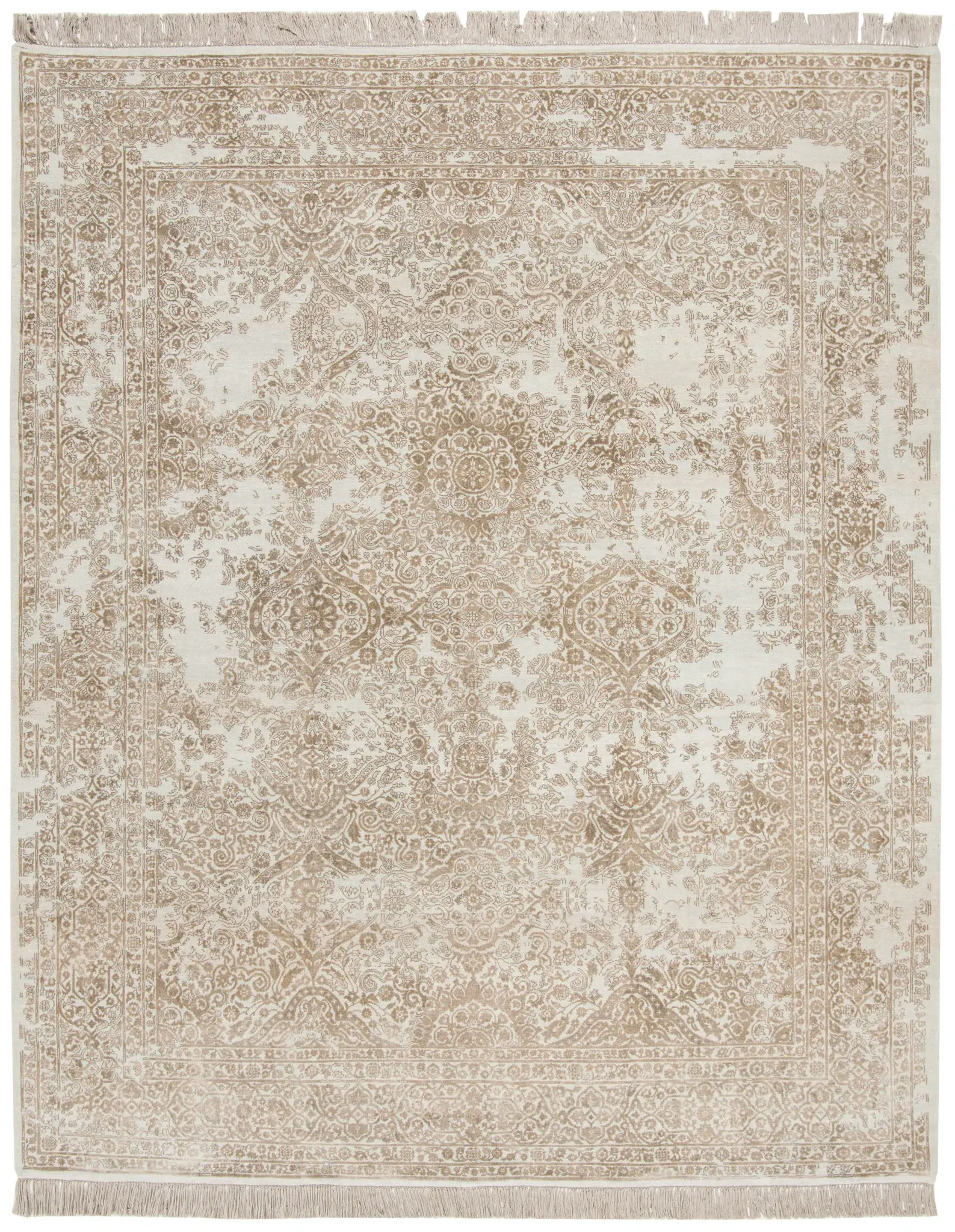 Dream Faded Medallion Fringe Hand-Knotted Rug