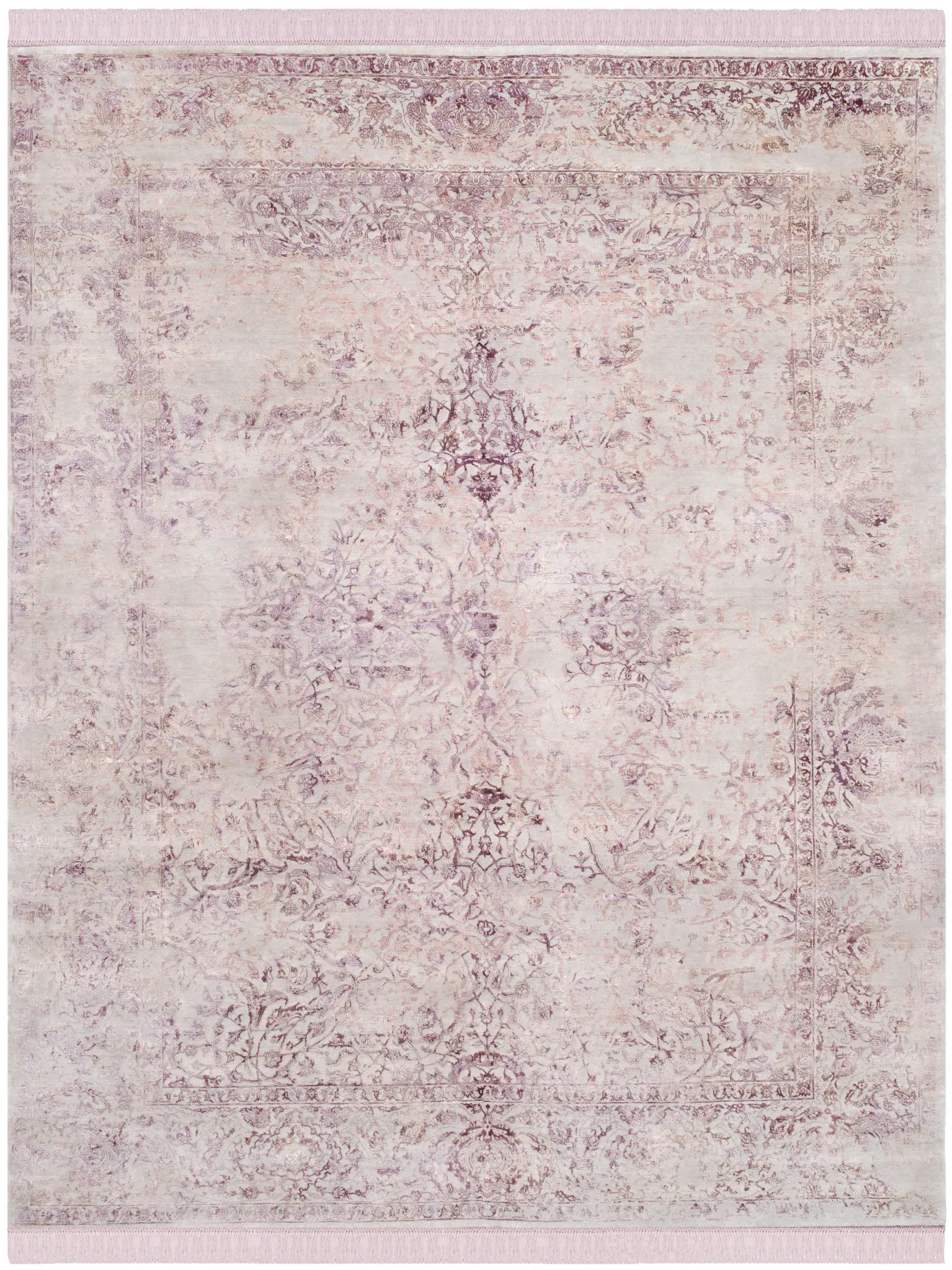Dream Vineyard Distressed Floral Hand-Knotted Rug