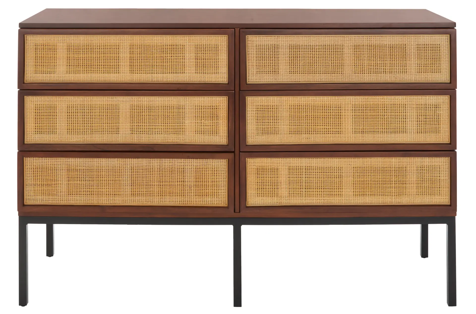 Zadie Six-Drawer Rattan Dresser
