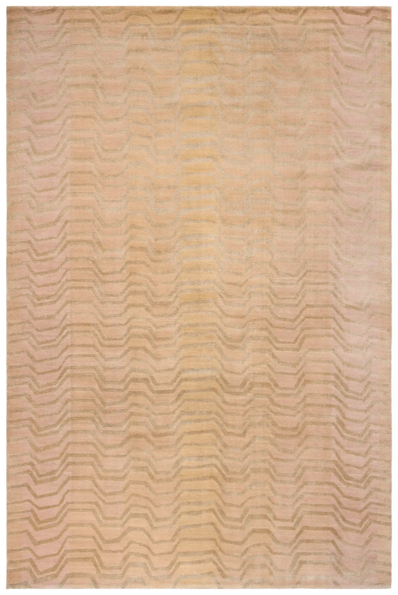 Nepalese Wavy Chevron Hand-Knotted Rug
